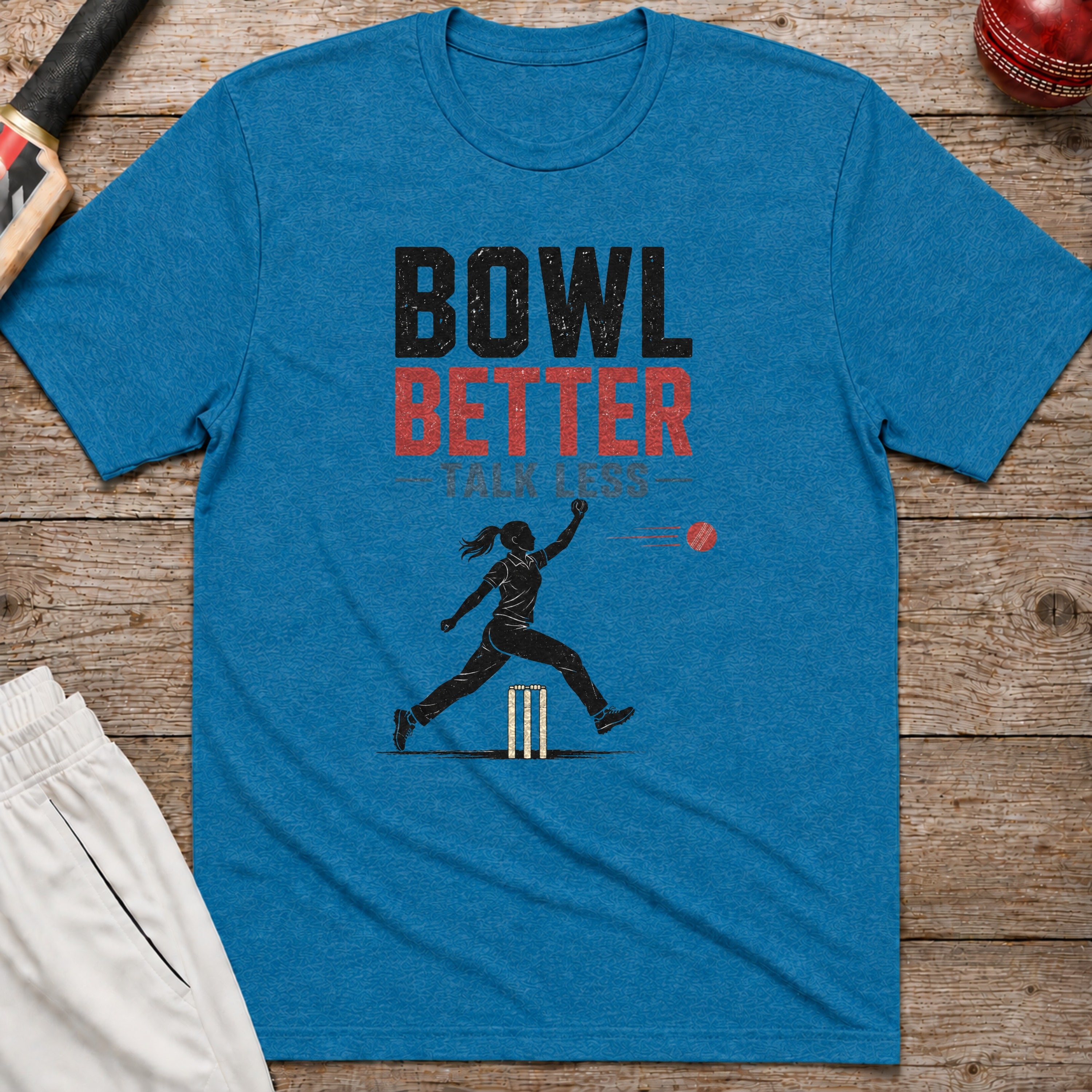 Bowl Better Talk Less T-Shirt - Heather Sapphire