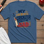 My Favourite Cricketer Calls Me Dad T-Shirt - Indigo Blue