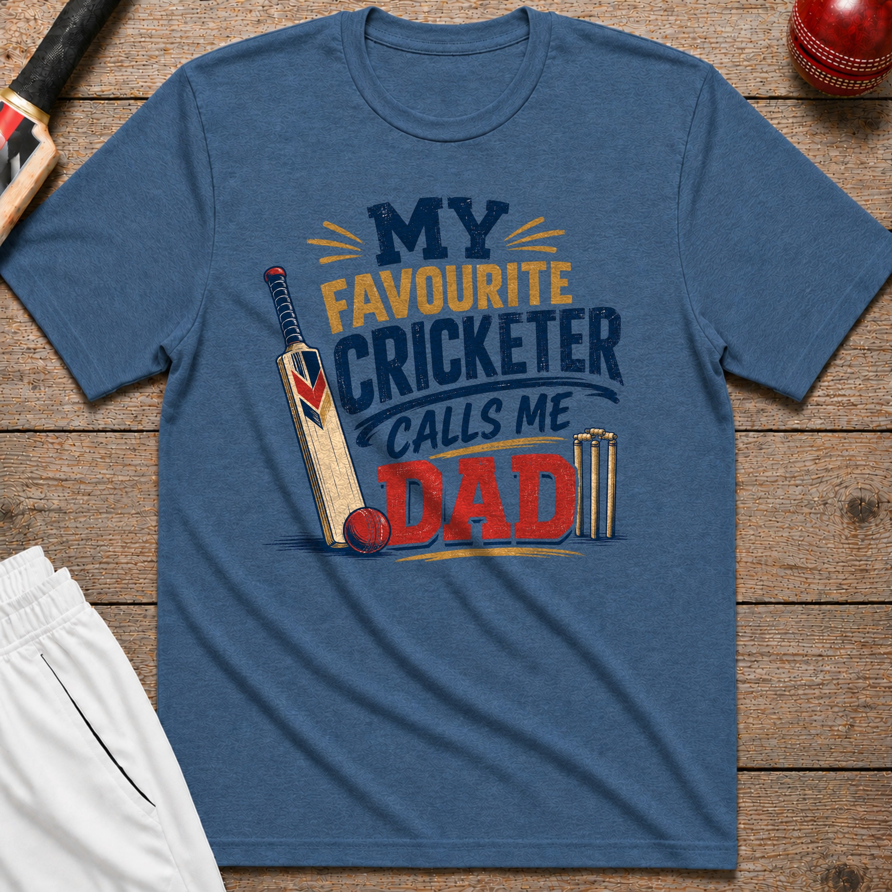 My Favourite Cricketer Calls Me Dad T-Shirt - Indigo Blue