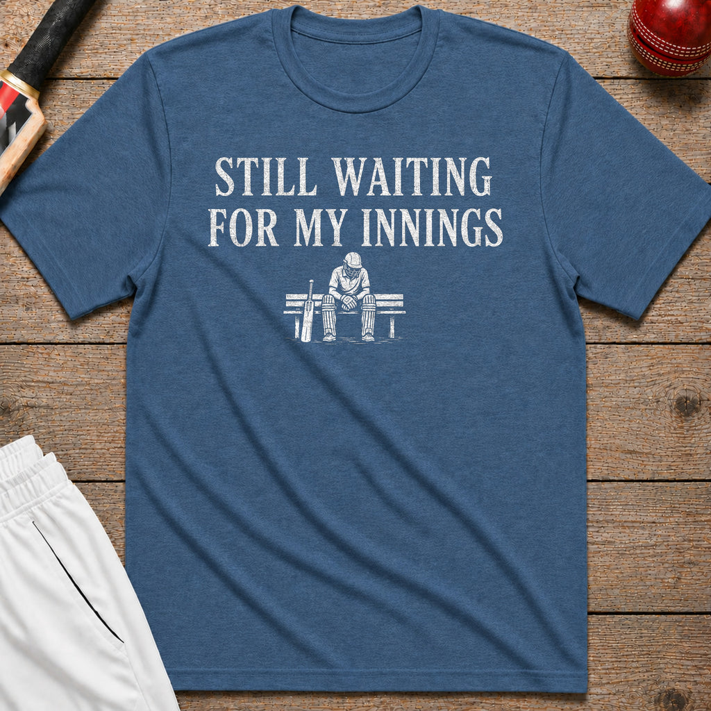 Still Waiting For My Innings T-Shirt - Indigo Blue