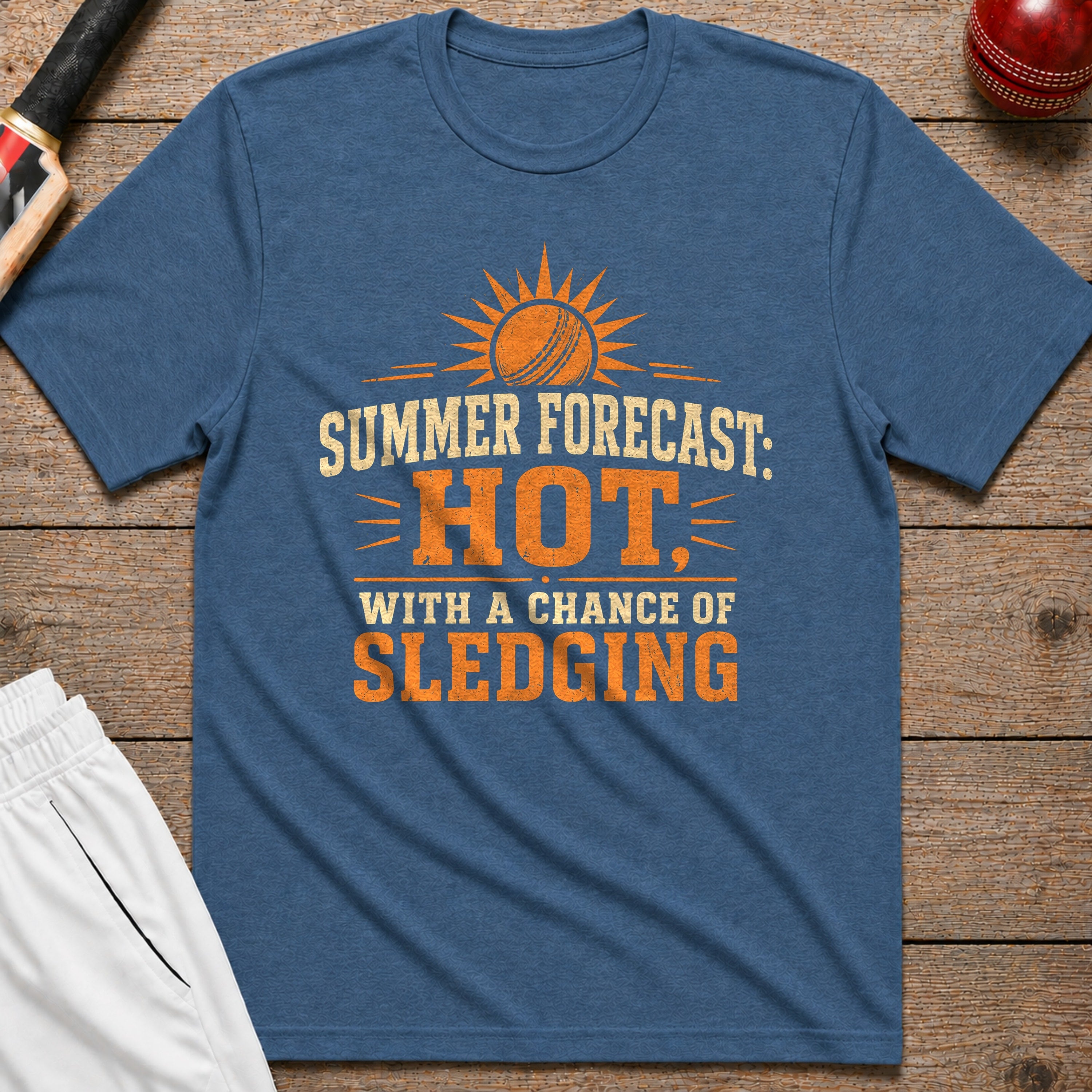 Summer Forecast Hot With A Chance Of Sledging T-Shirt - Indigo Blue