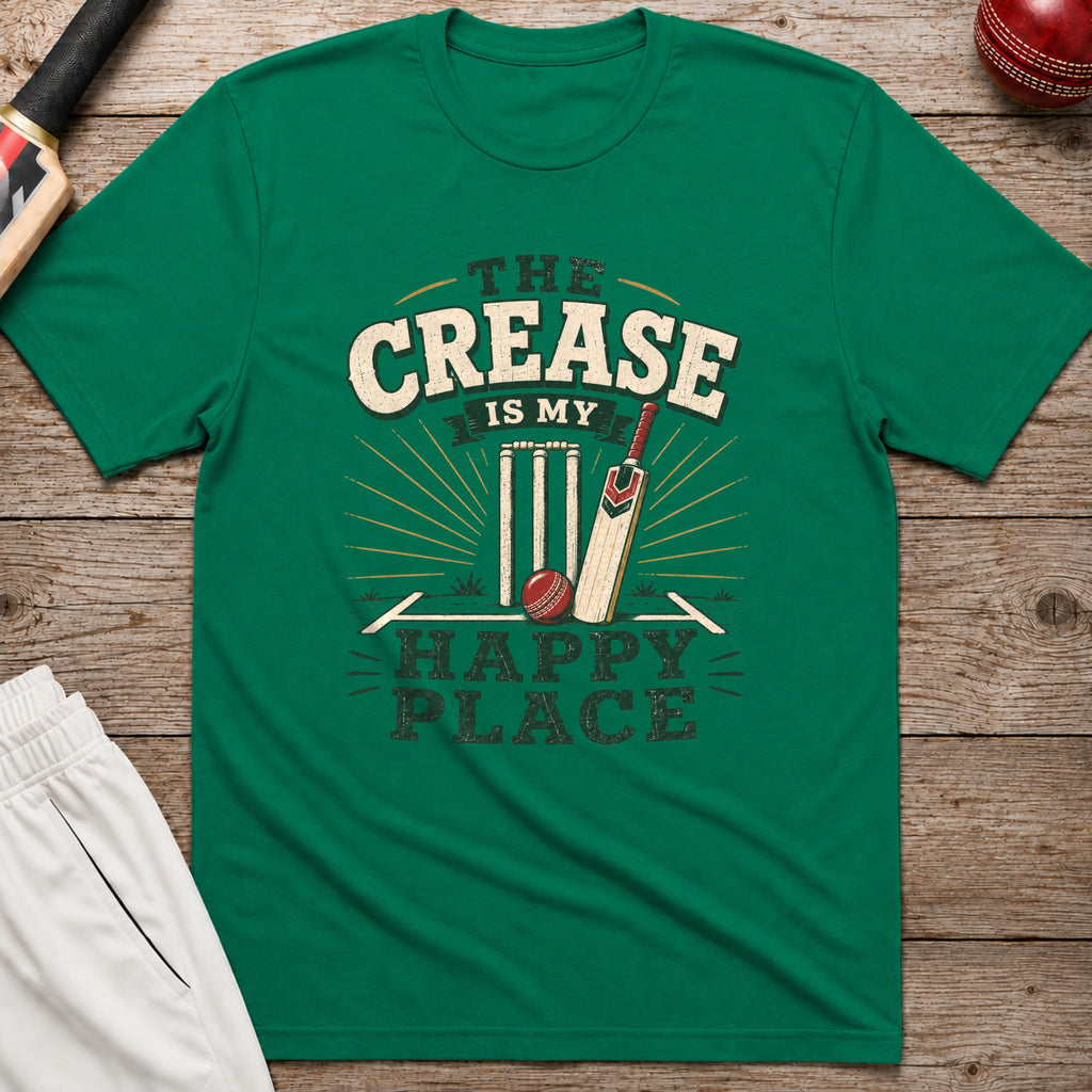 The Crease Is My Happy Place T-Shirt - Kelly Green