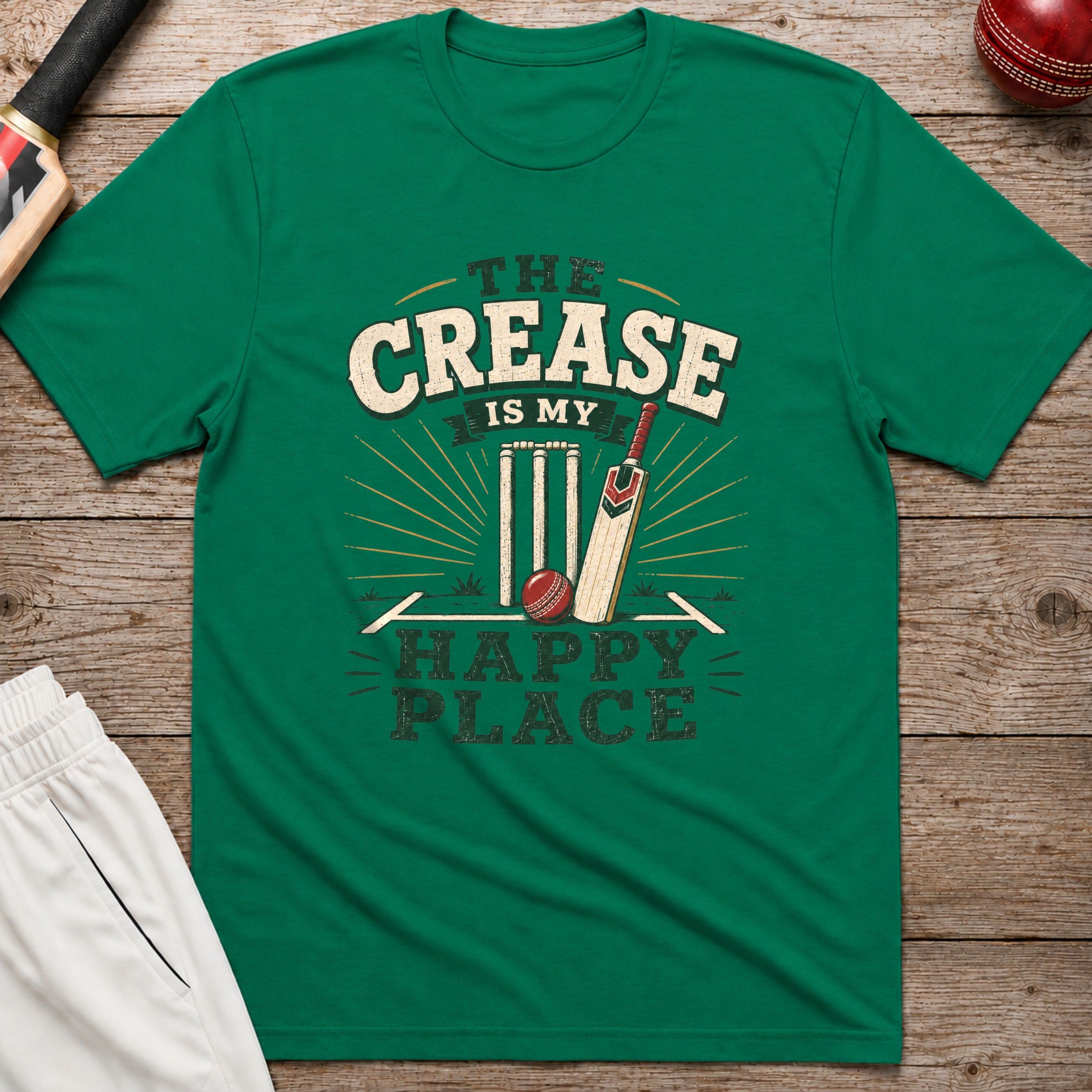 The Crease Is My Happy Place T-Shirt - Kelly Green
