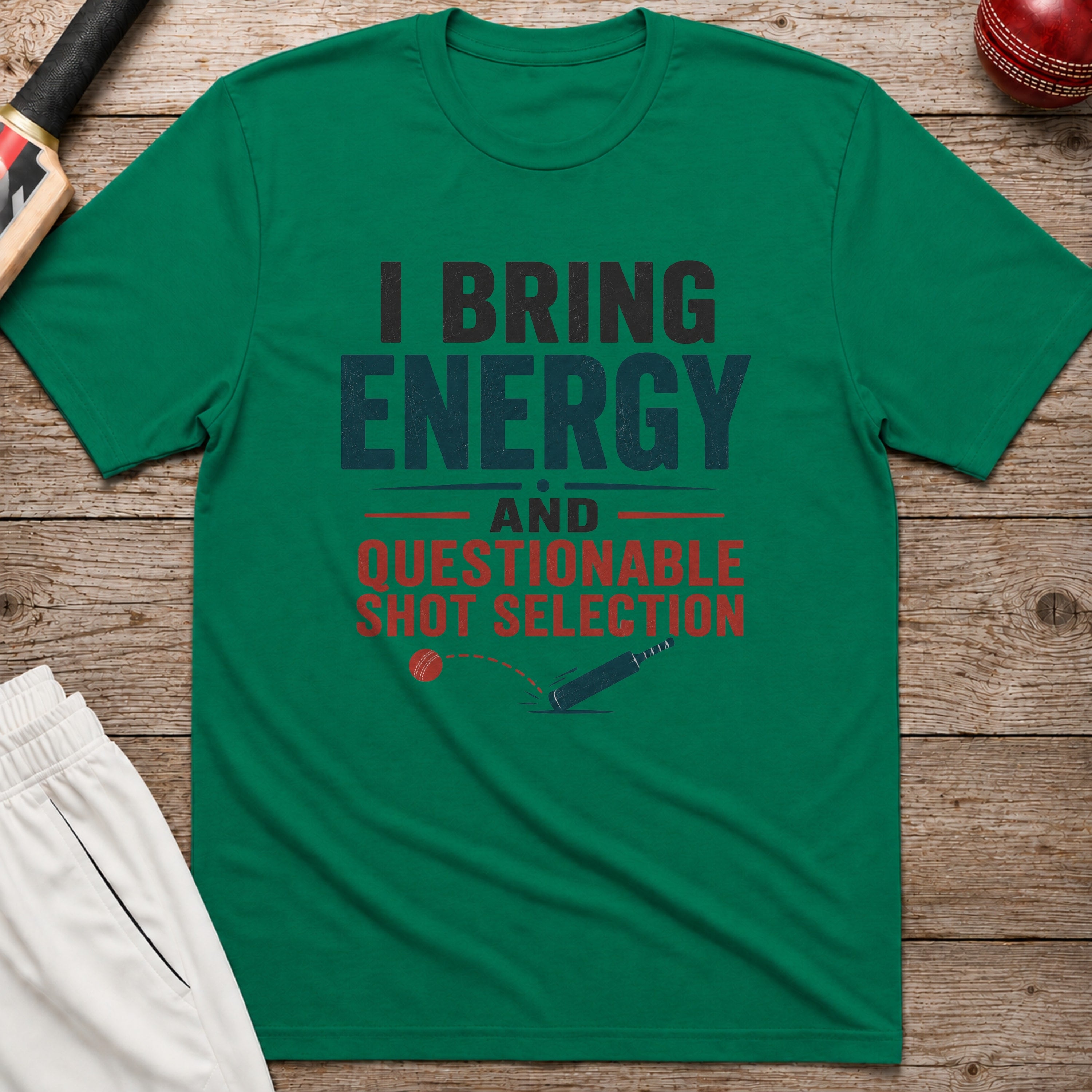 I Bring Energy And Questionable Shot Selection T-Shirt - Kelly Green