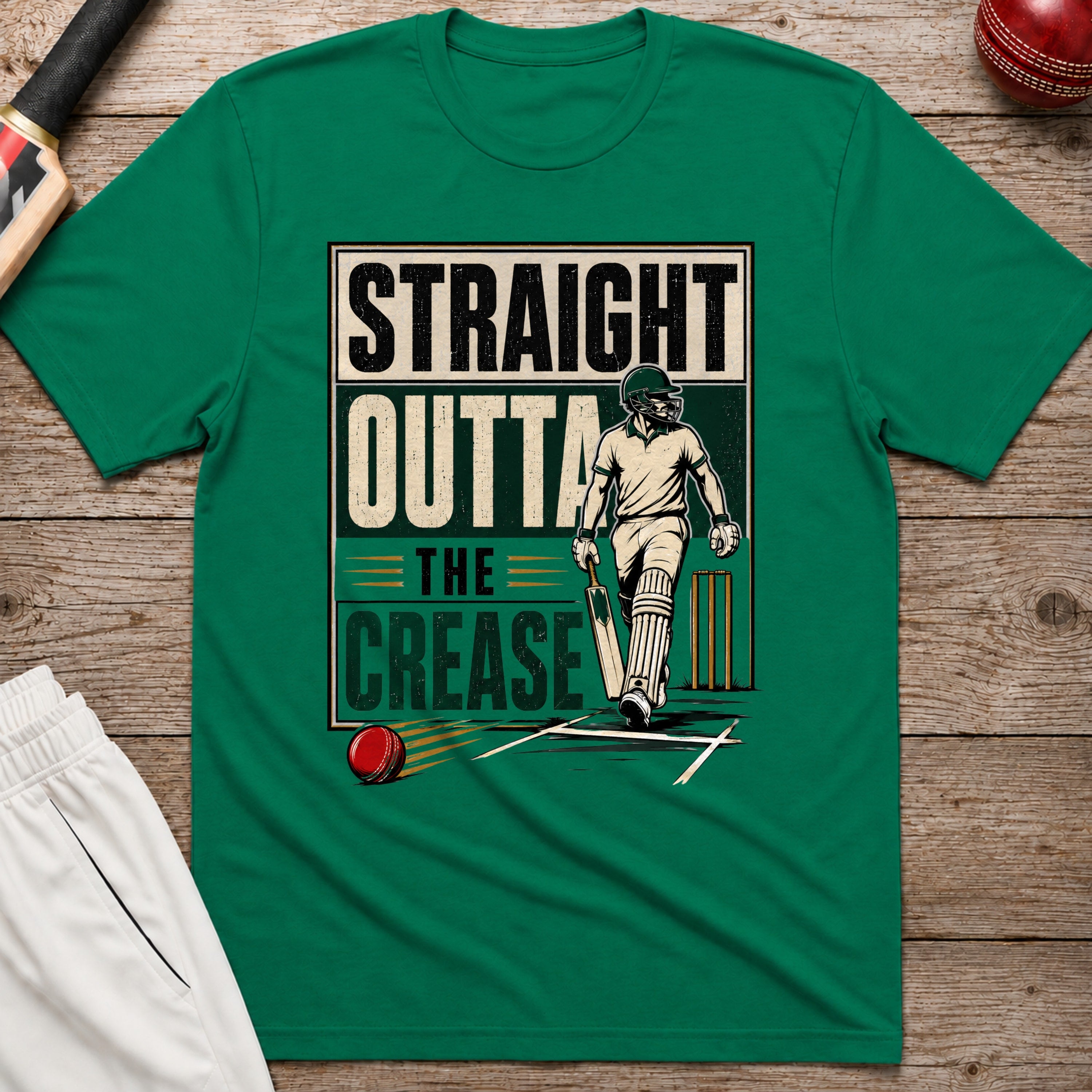 Straight Outta The Crease T-Shirt - Kelly Green