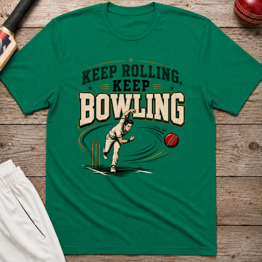 Keep Rolling Keep Bowling T-Shirt - Kelly Green