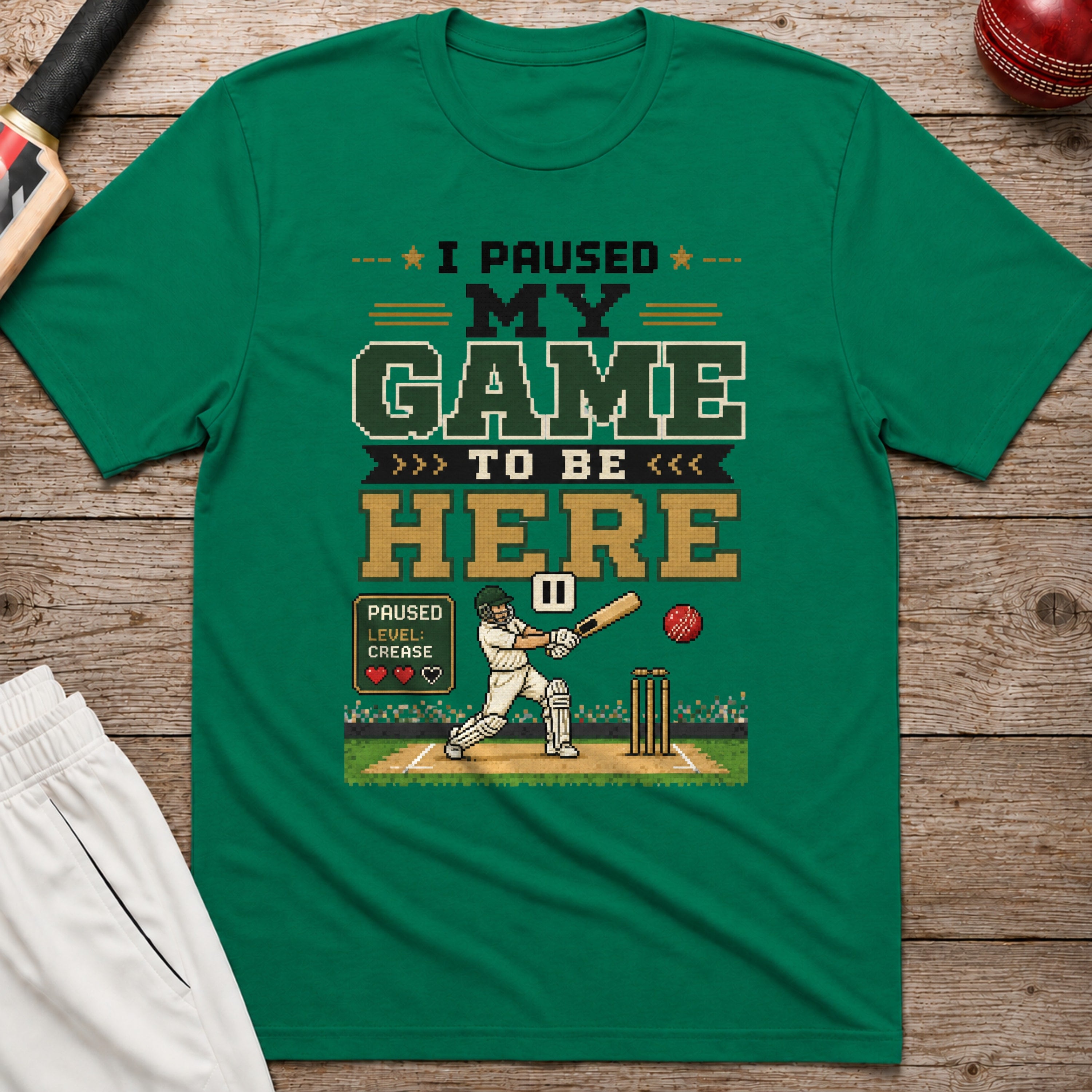 I Paused My Game To Be Here T-Shirt - Kelly Green