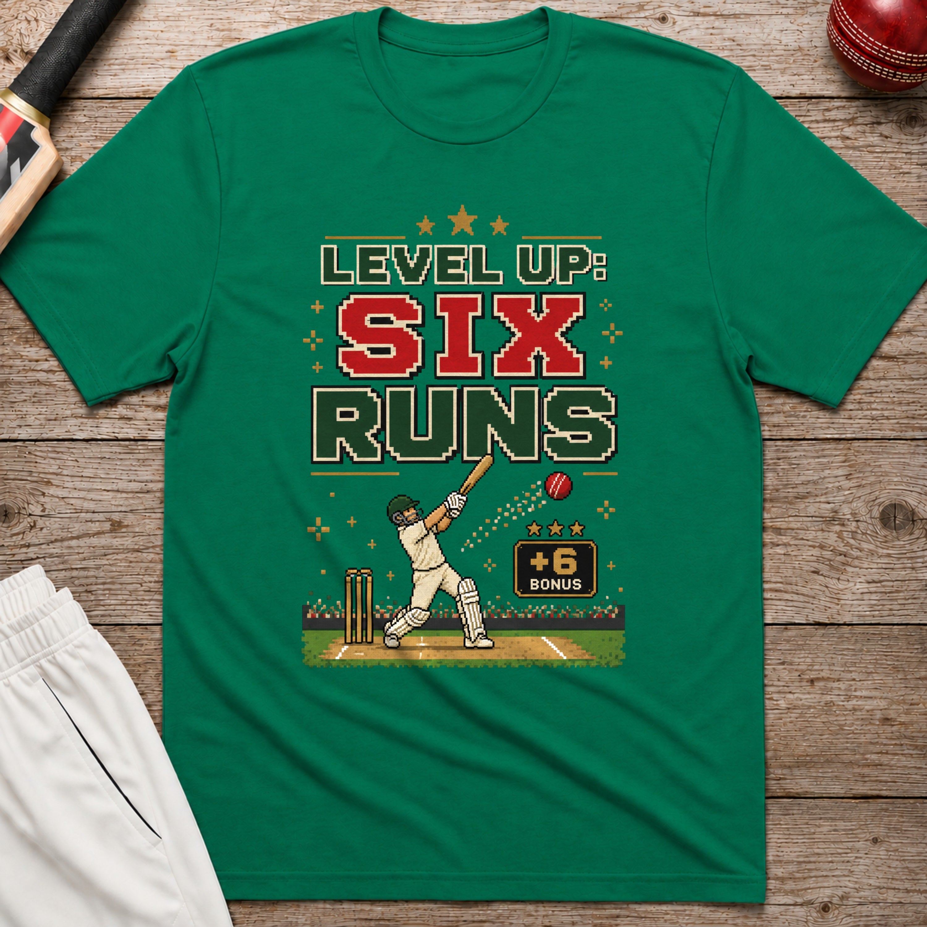 Level Up Six Runs T-Shirt - Kelly Green