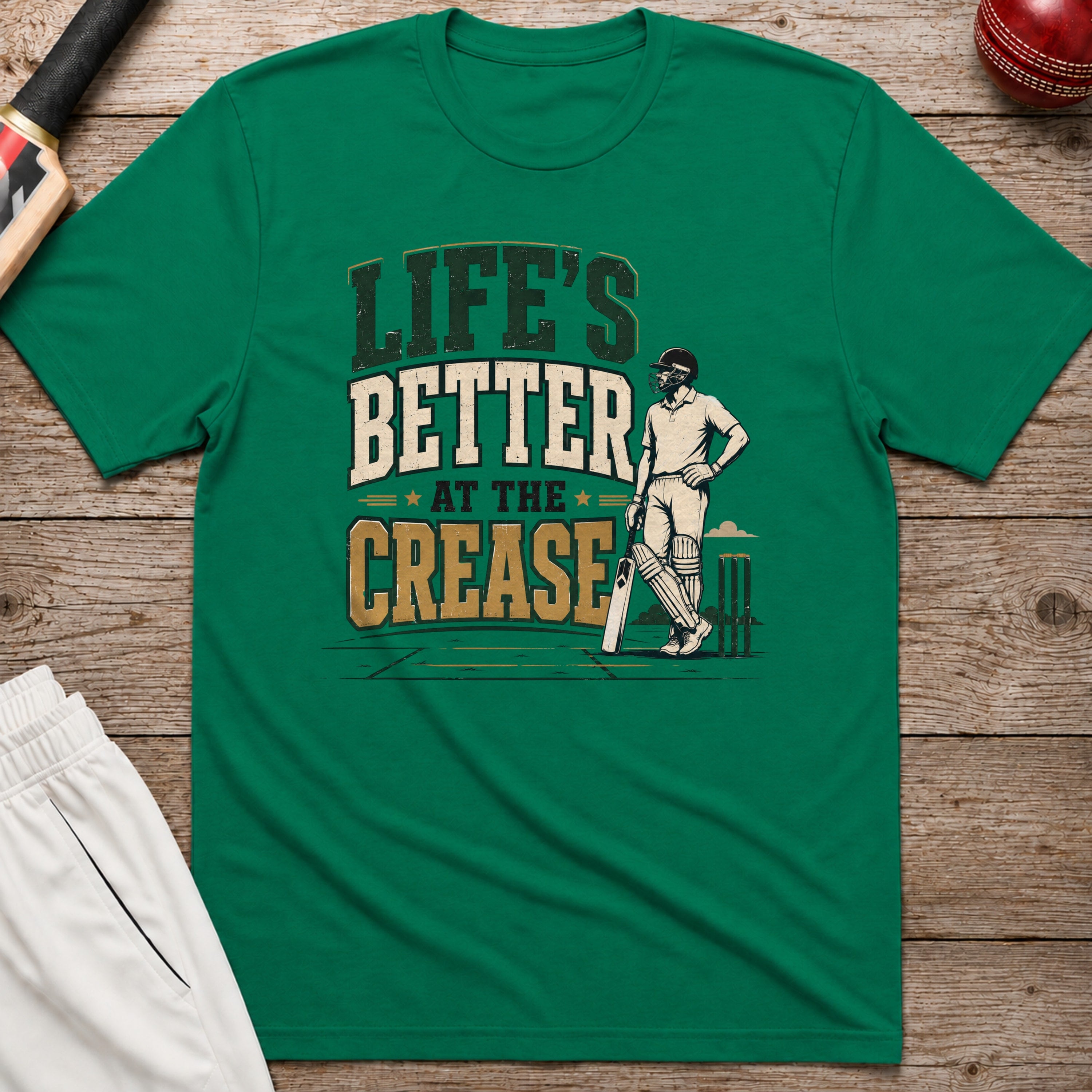 Lifes Better At The Crease T-Shirt - Kelly Green