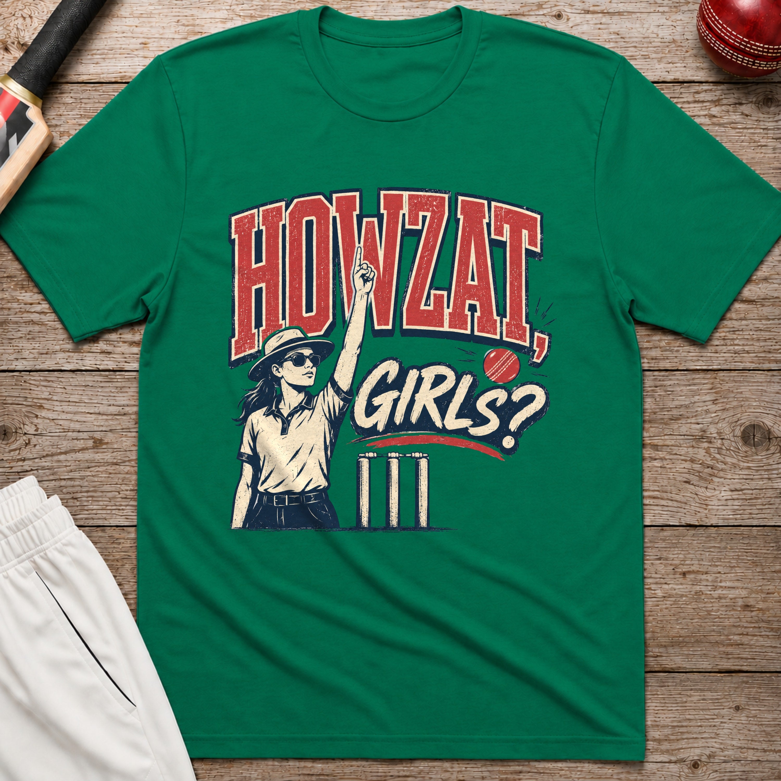 Howzat Girls T-Shirt - Kelly Green