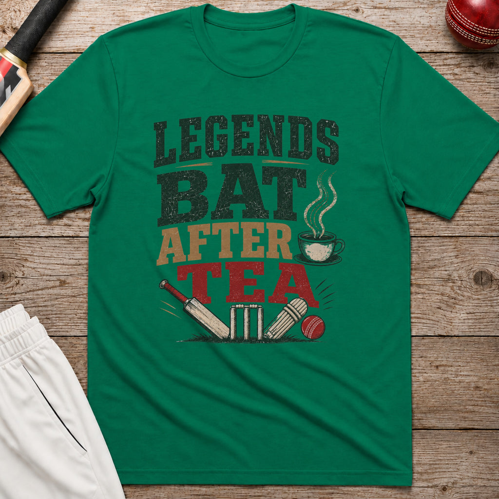 Legends Bat After Tea T-Shirt - Kelly Green