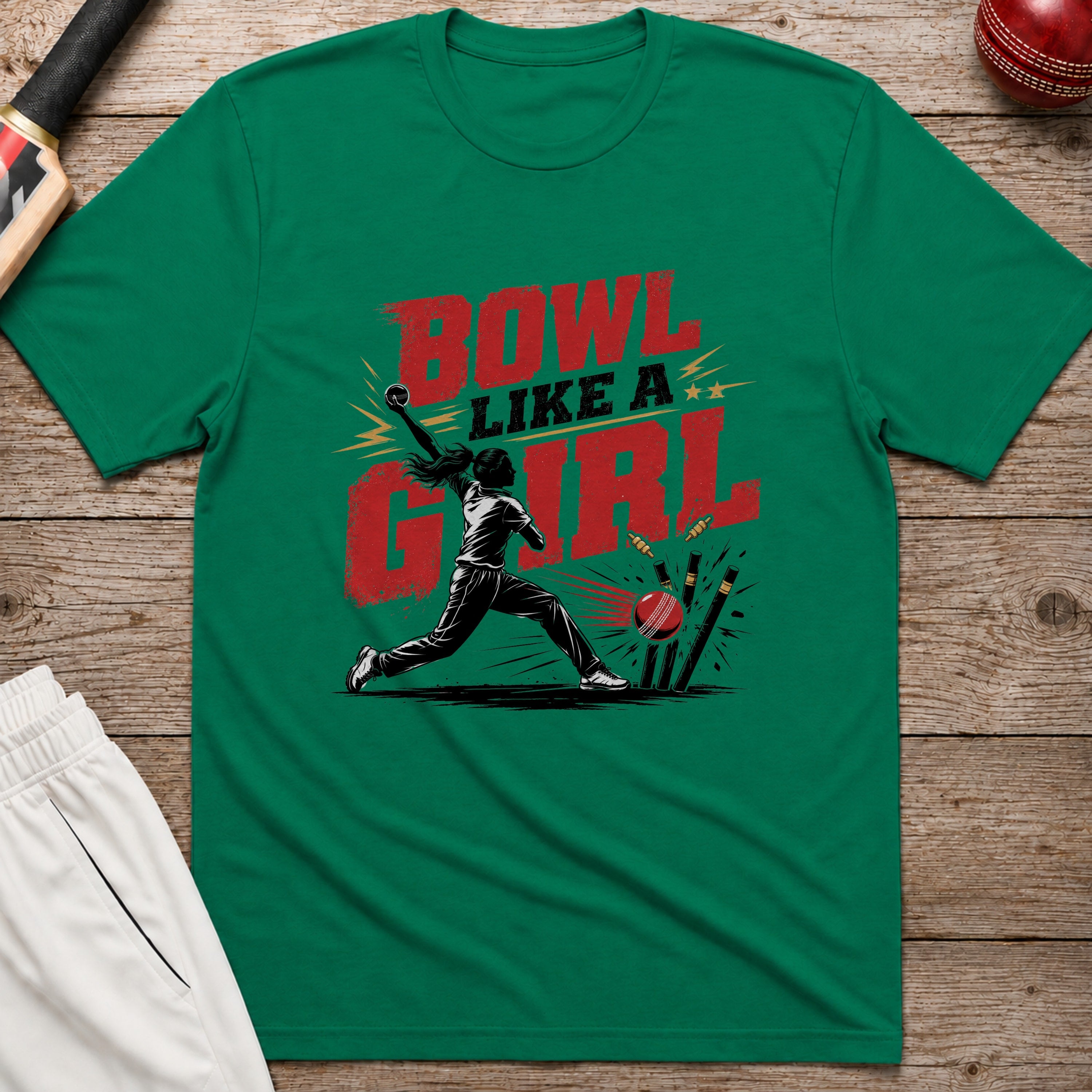 Bowl Like A Girl T-Shirt - Kelly Green
