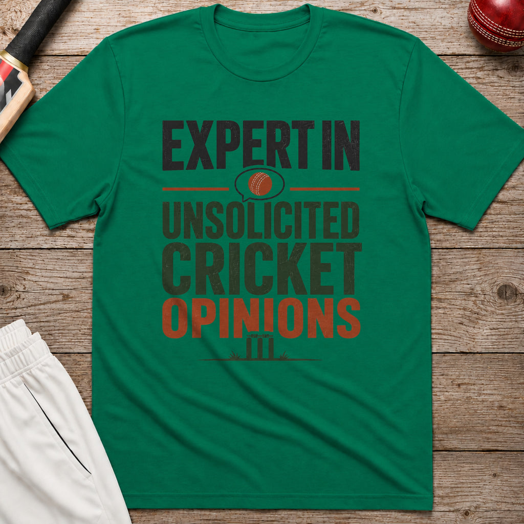 Expert In Unsolicited Cricket Opinions T-Shirt - Kelly Green