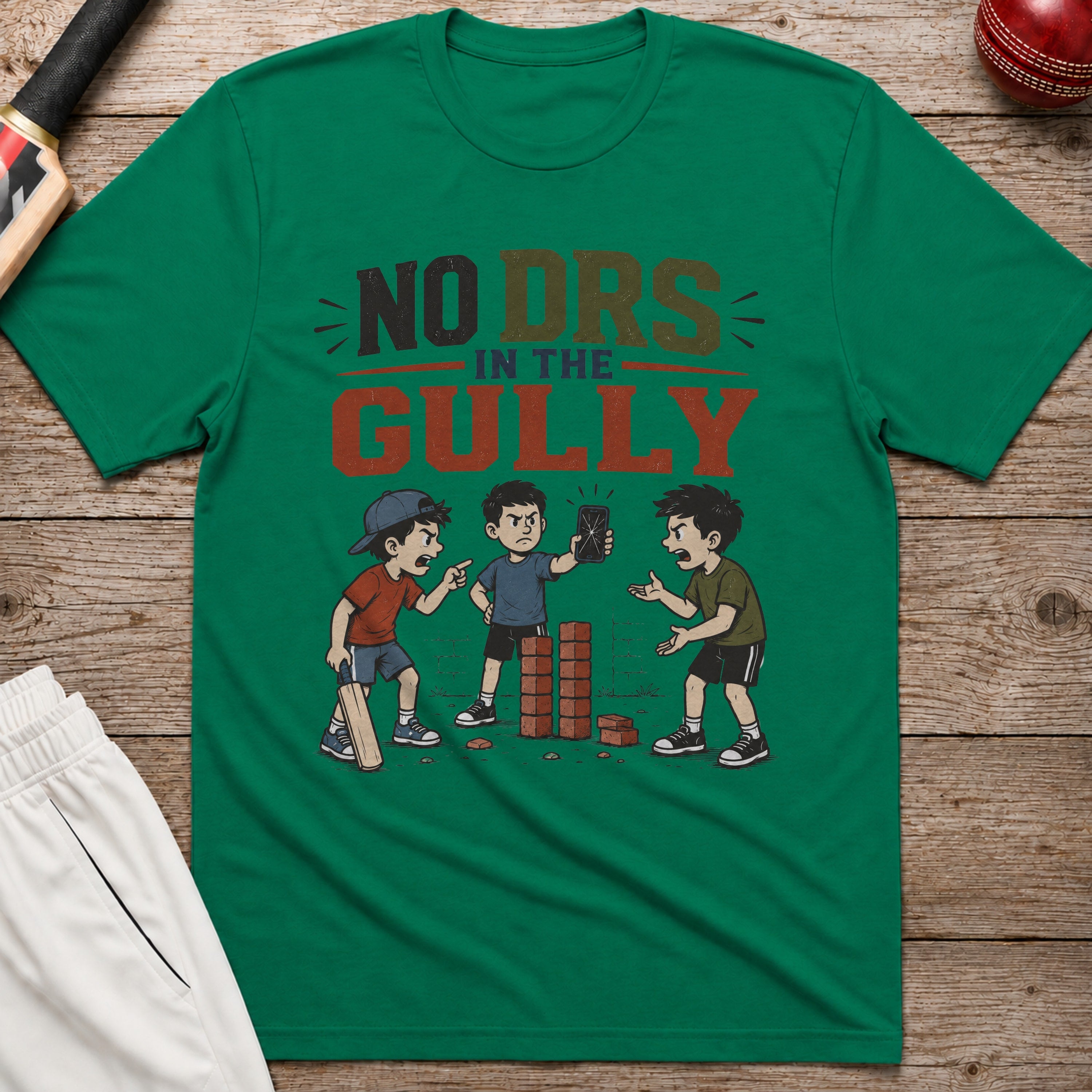 No DRS In The Gully T-Shirt - Kelly Green