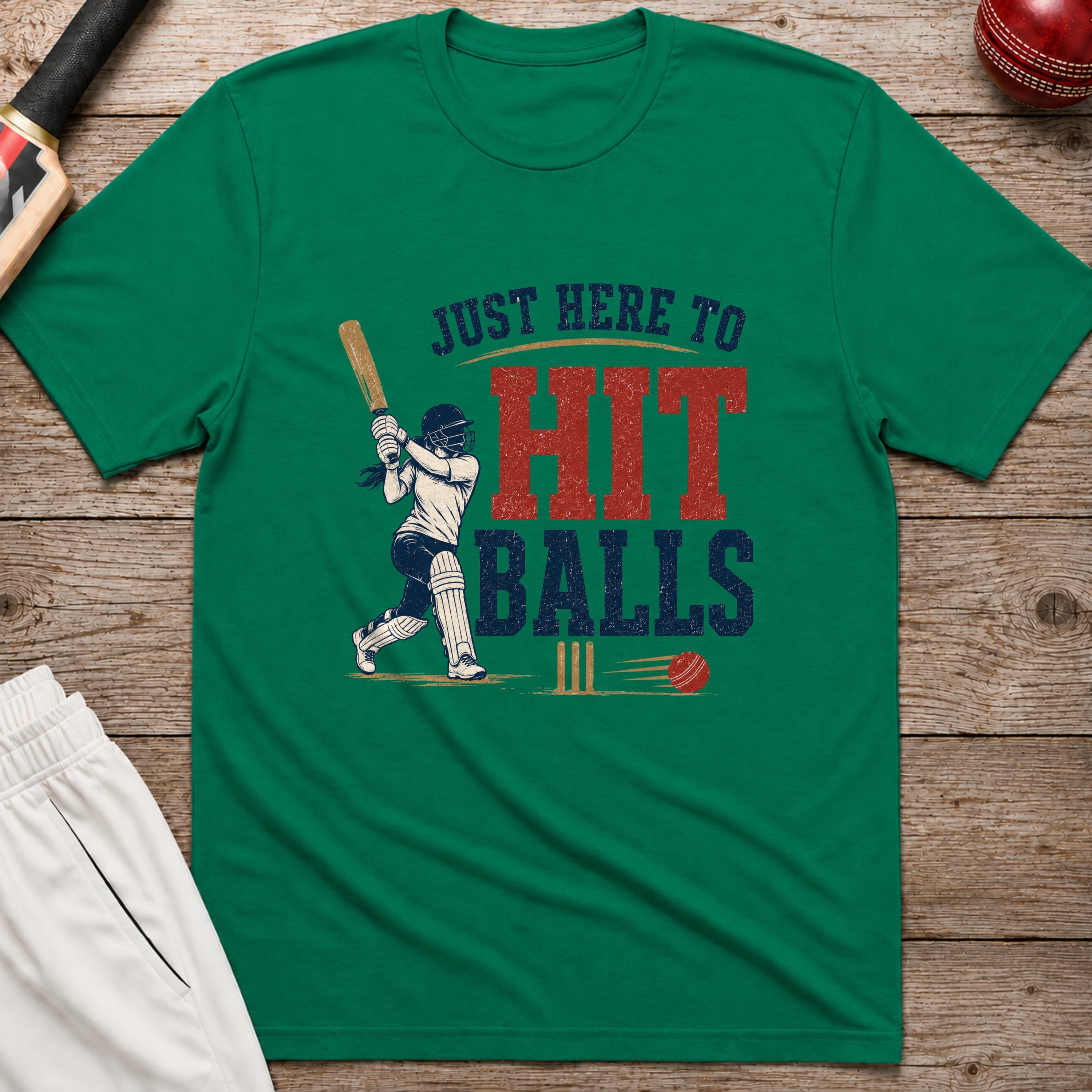 Just Here To Hit Balls T-Shirt - Kelly Green