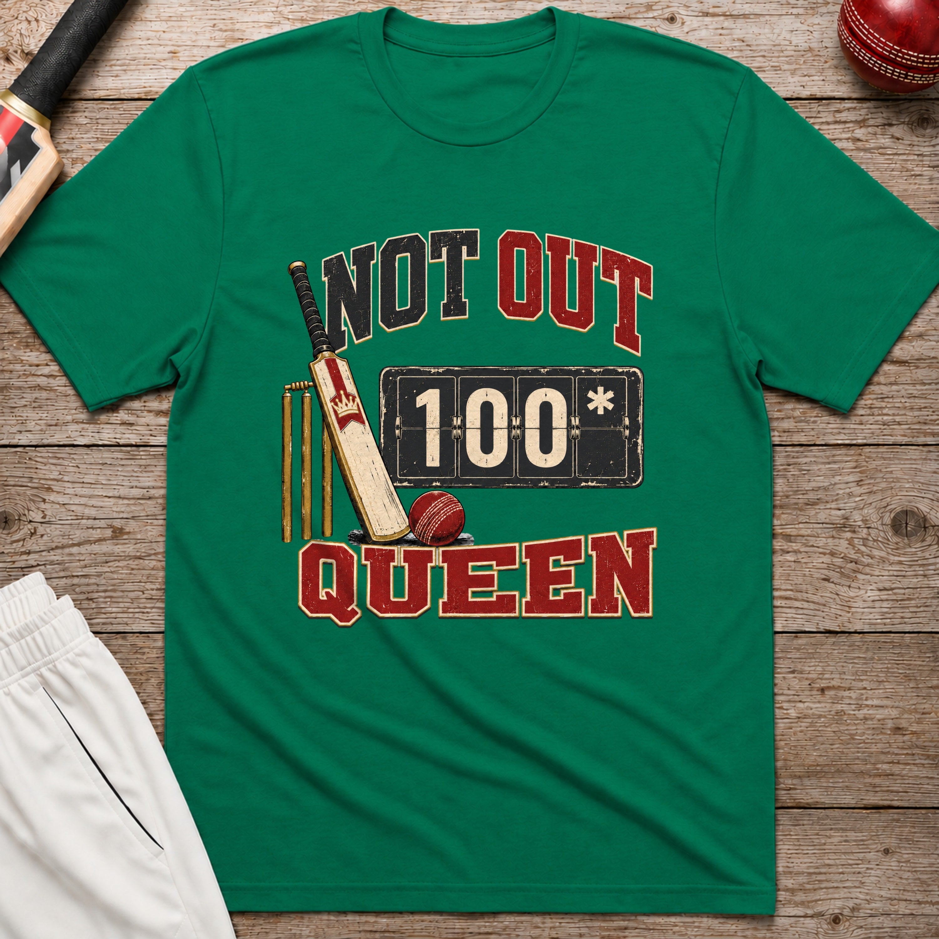 Not Out Queen T-Shirt - Kelly Green