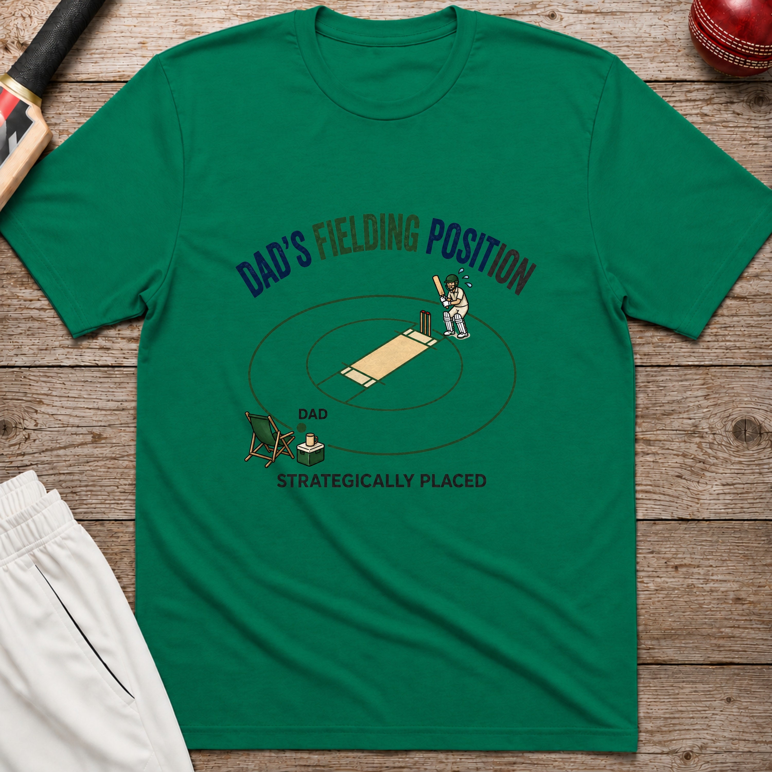 Dads Fielding Position T-Shirt - Kelly Green