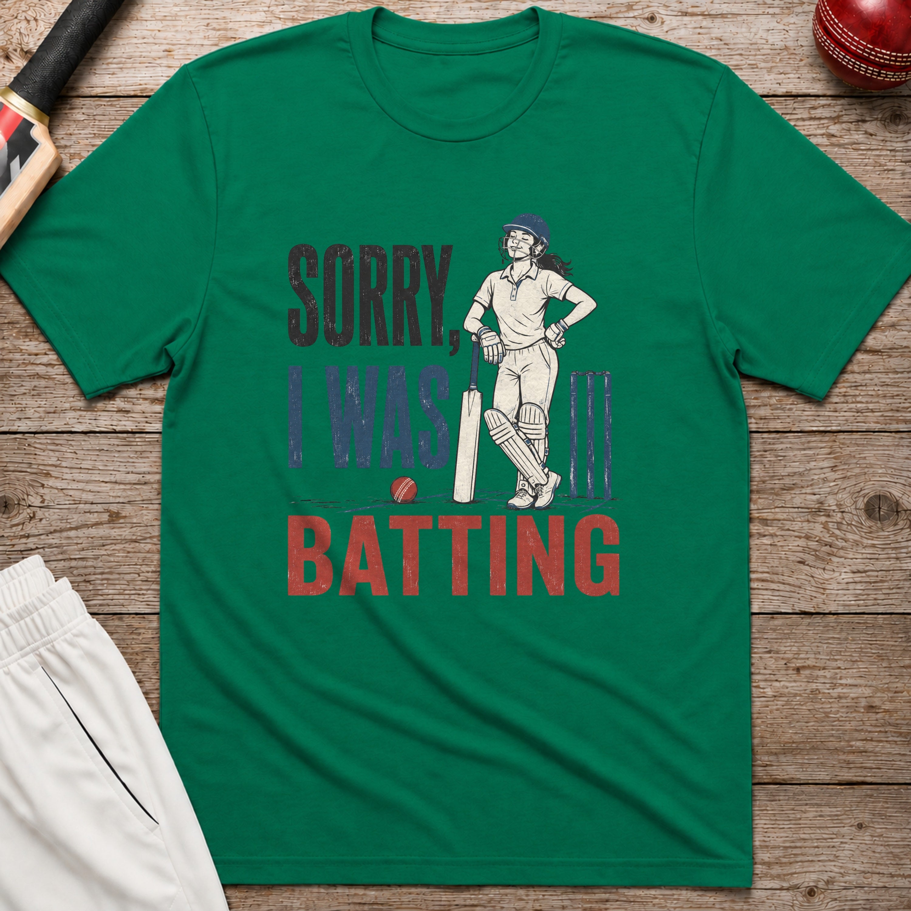 Sorry I Was Batting T-Shirt - Kelly Green
