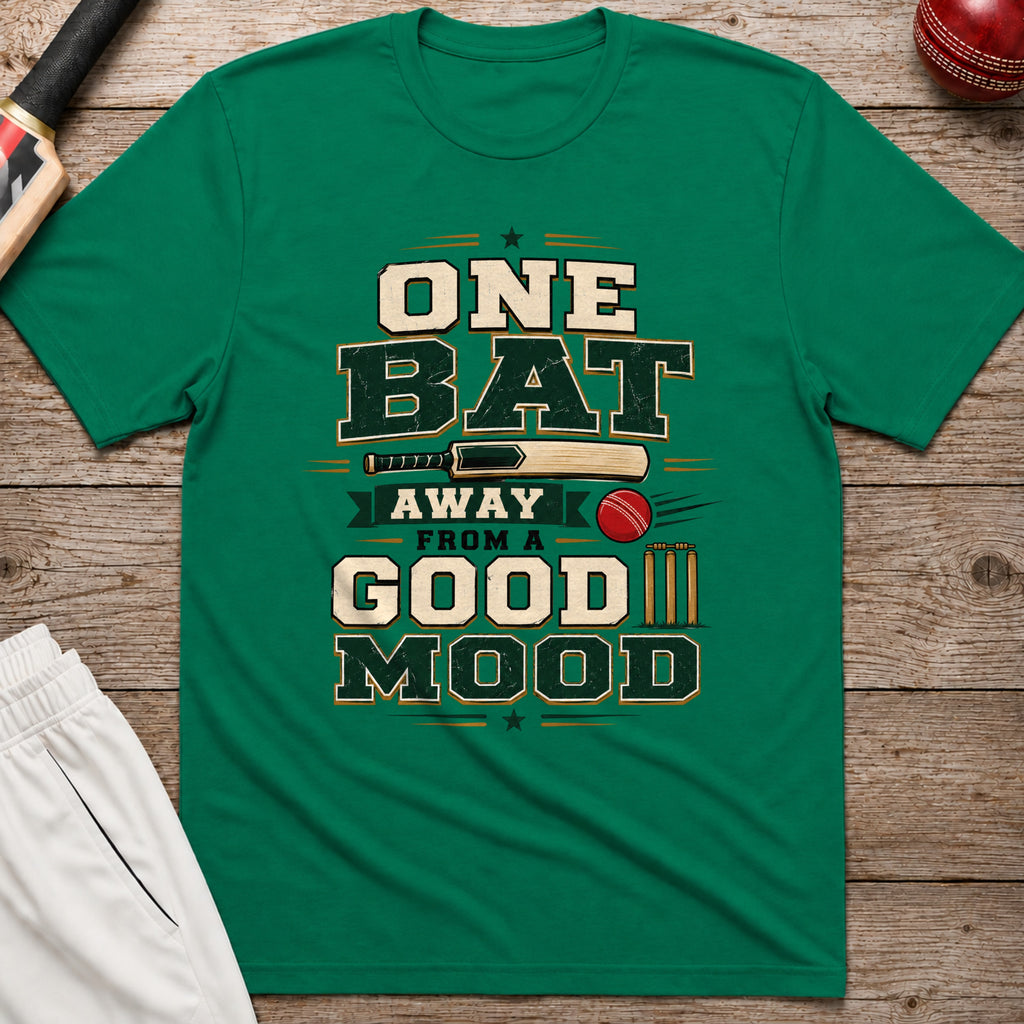 One Bat Away From A Good Mood T-Shirt - Kelly Green