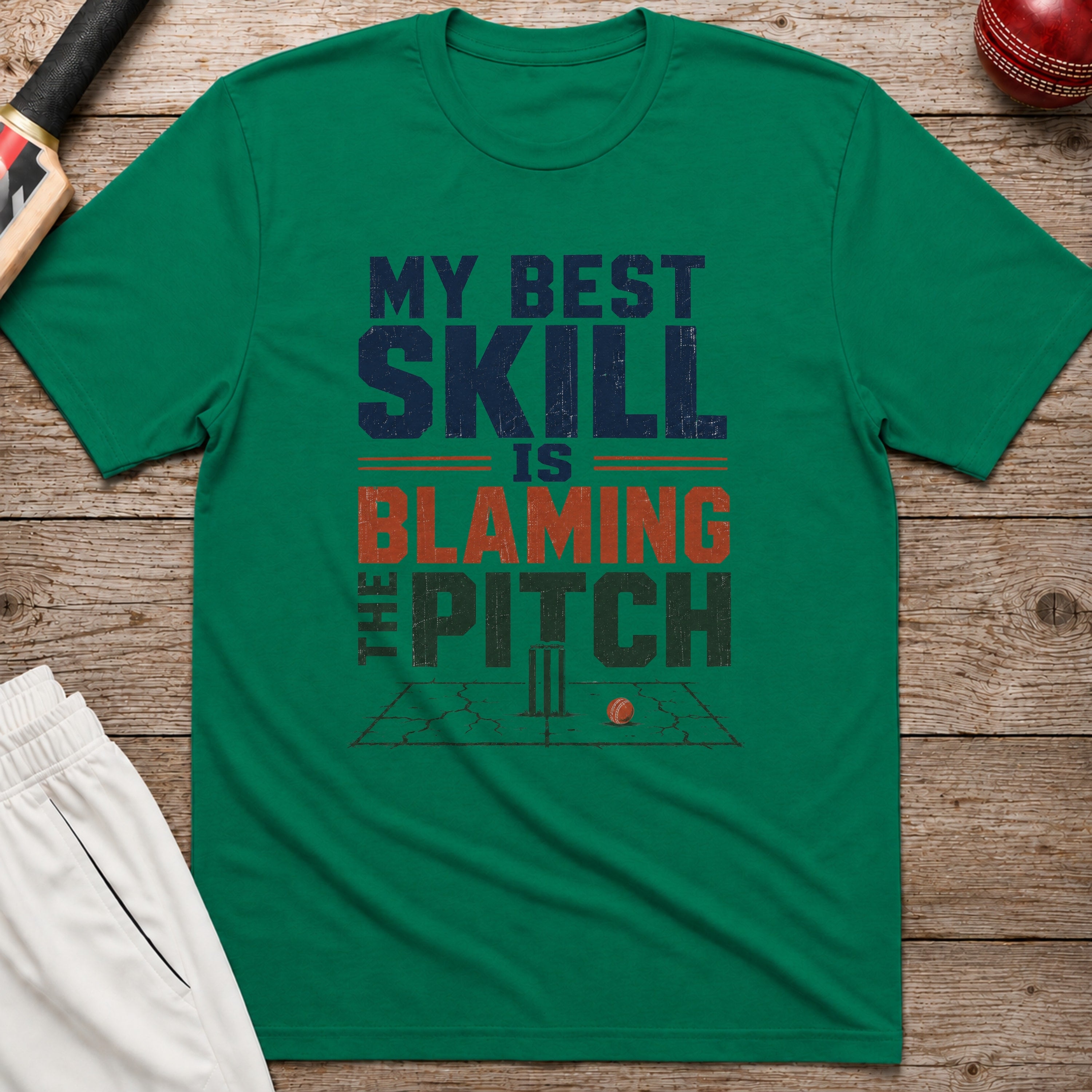 My Best Skill Is Blaming The Pitch Alt T-Shirt - Kelly Green