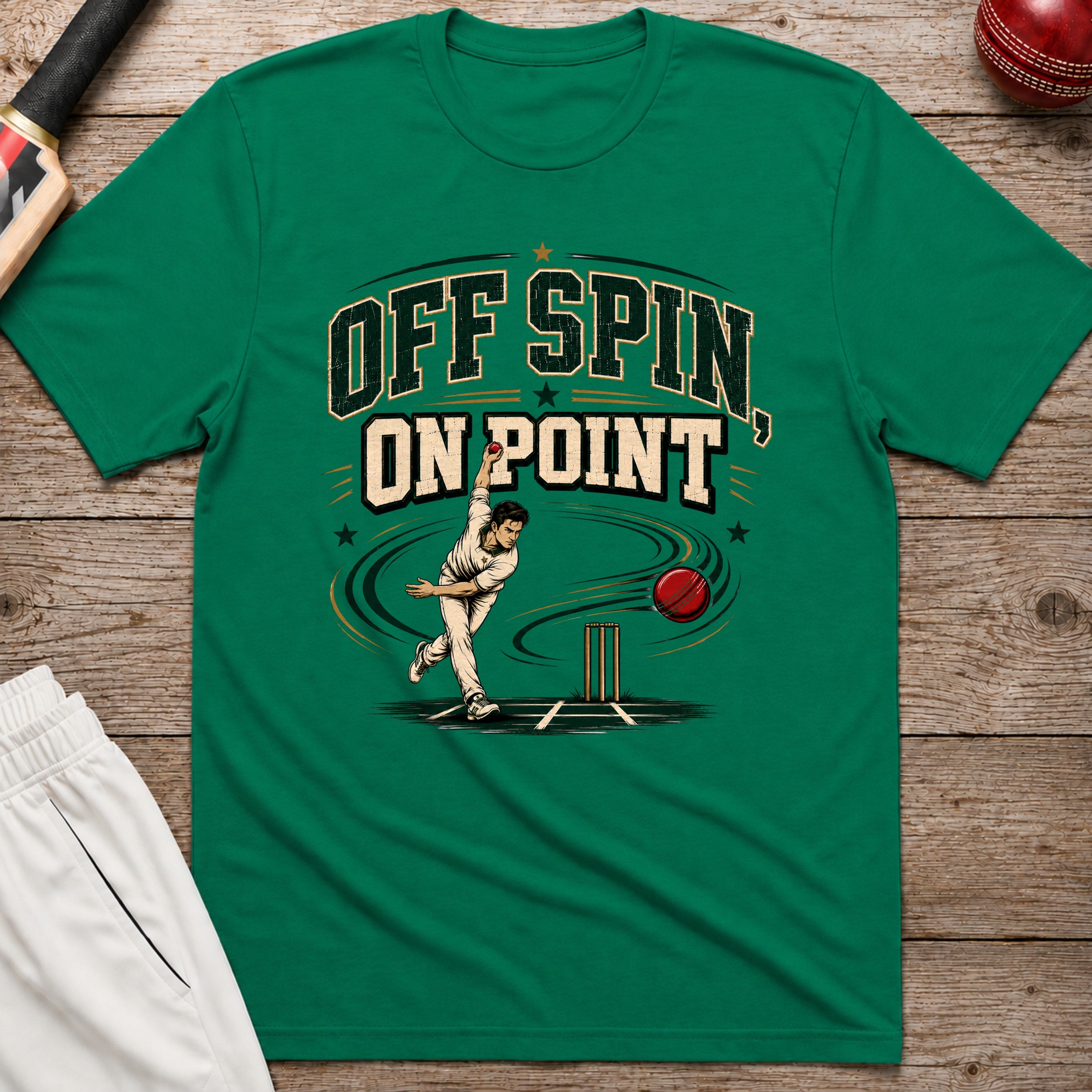 Off Spin On Point T-Shirt - Kelly Green