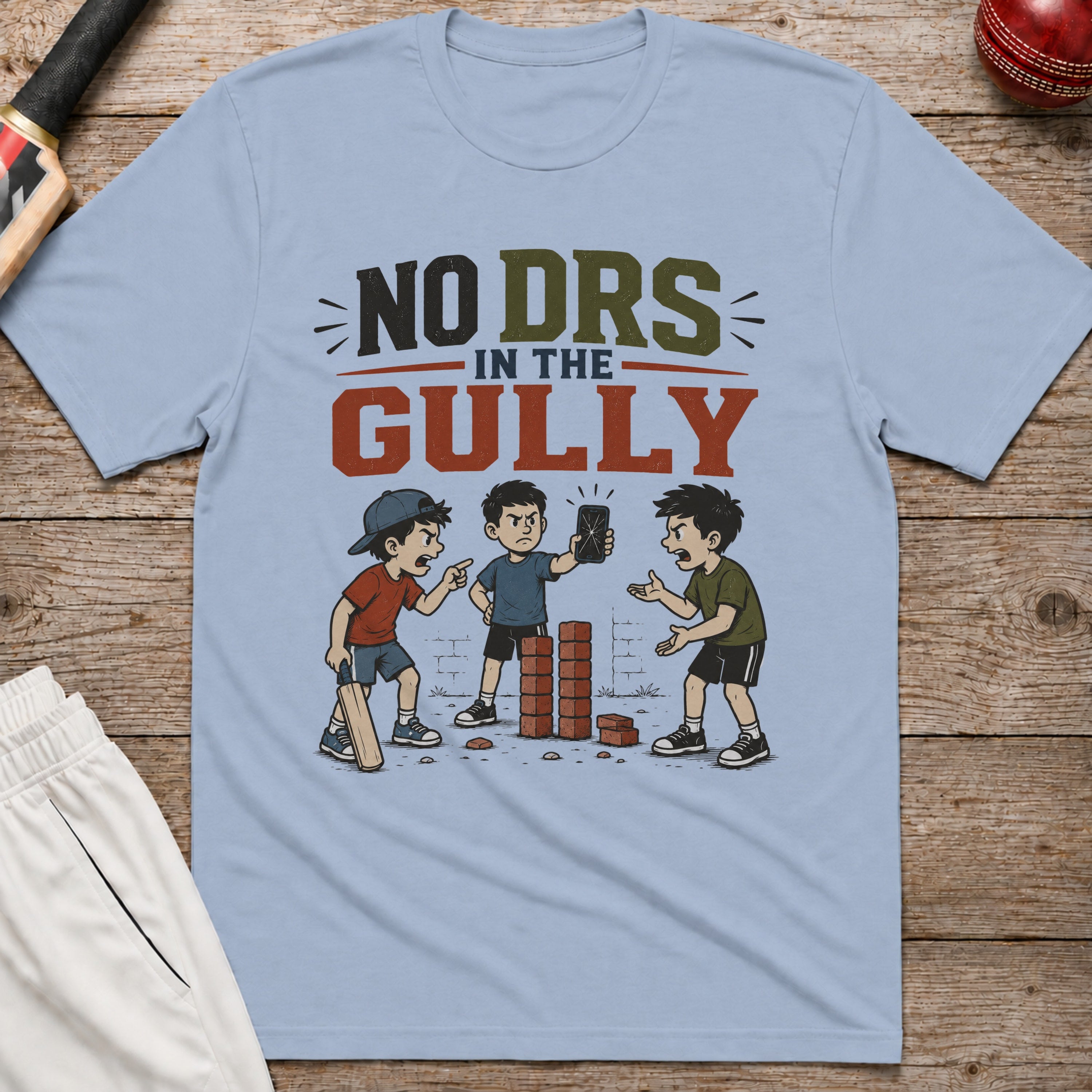 No DRS In The Gully T-Shirt - Light Blue