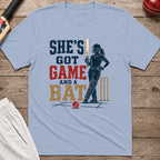 Shes Got Game And A Bat T-Shirt - Light Blue