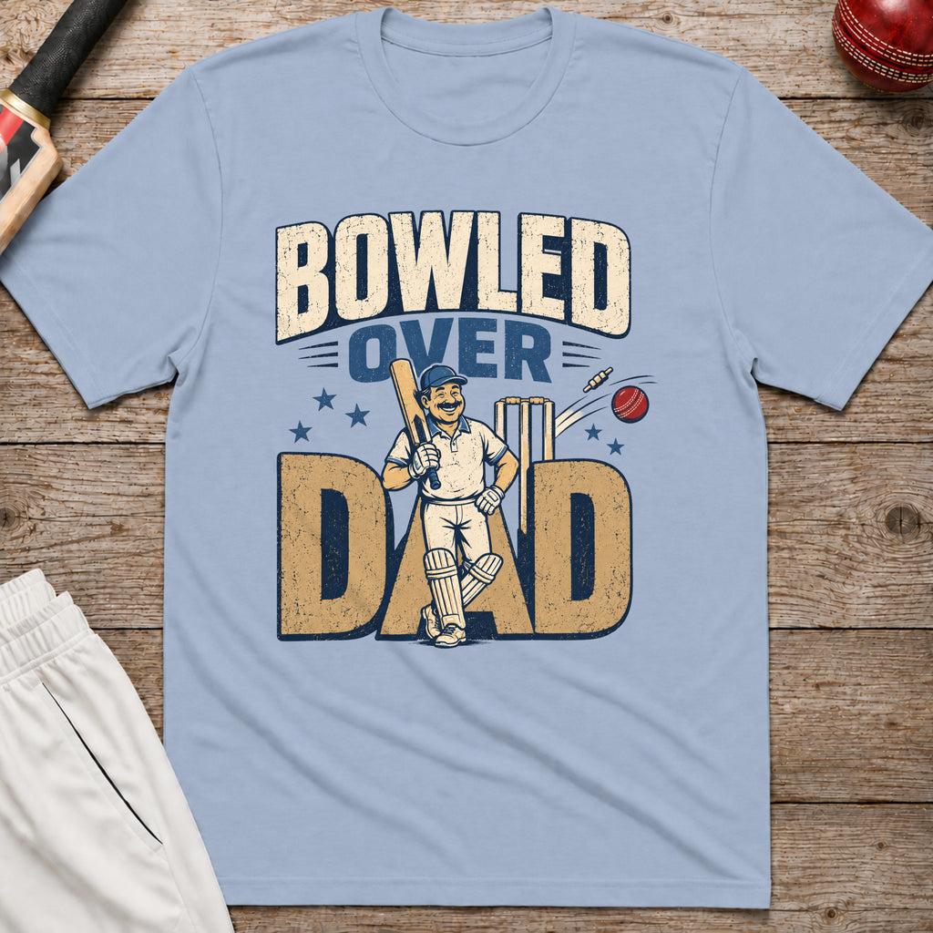 Bowled Over Dad T-Shirt - Light Blue