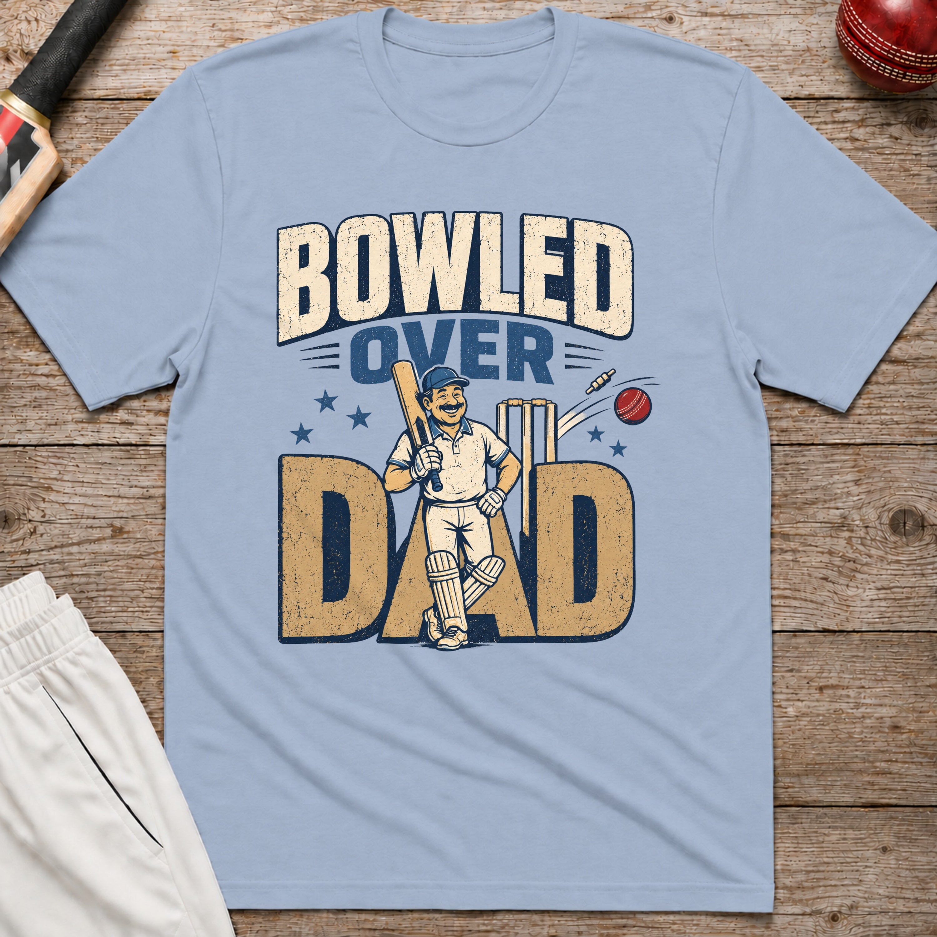 Bowled Over Dad T-Shirt - Light Blue