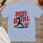 Bowl Like A Girl T-Shirt - Light Blue