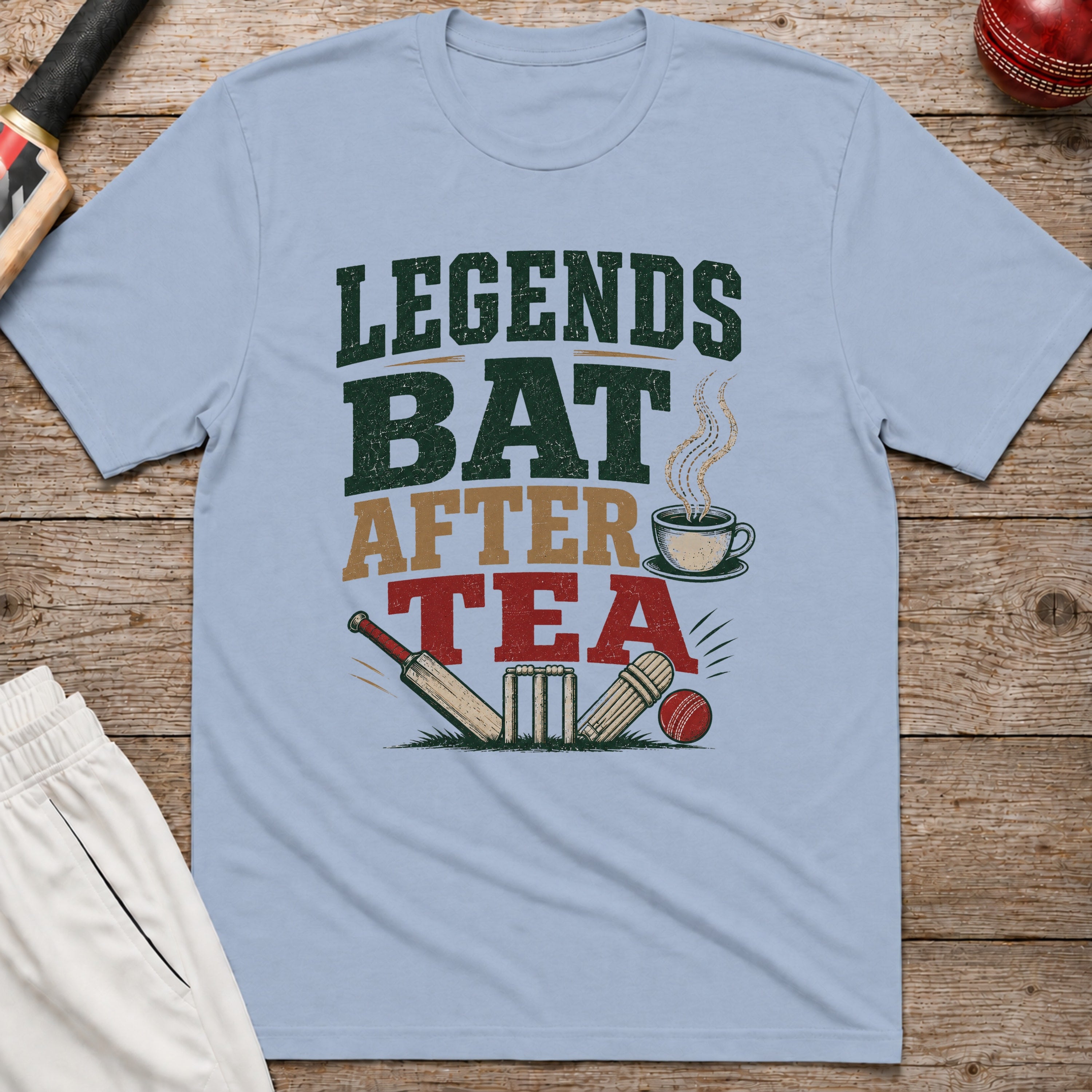 Legends Bat After Tea T-Shirt - Light Blue