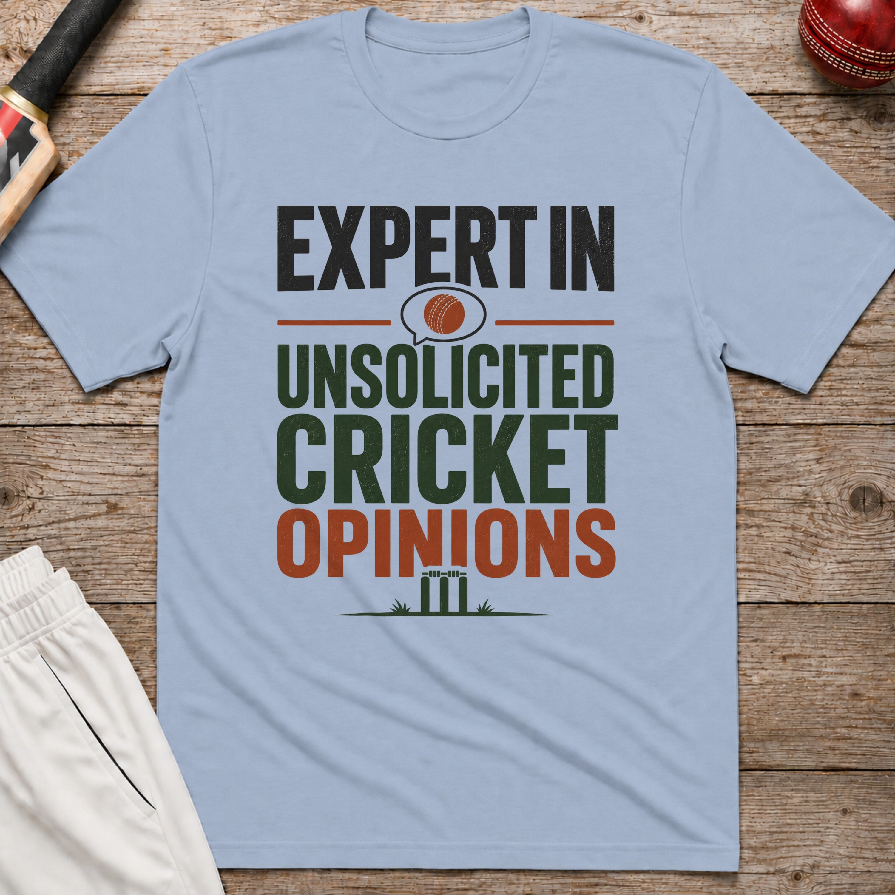Expert In Unsolicited Cricket Opinions T-Shirt - Light Blue
