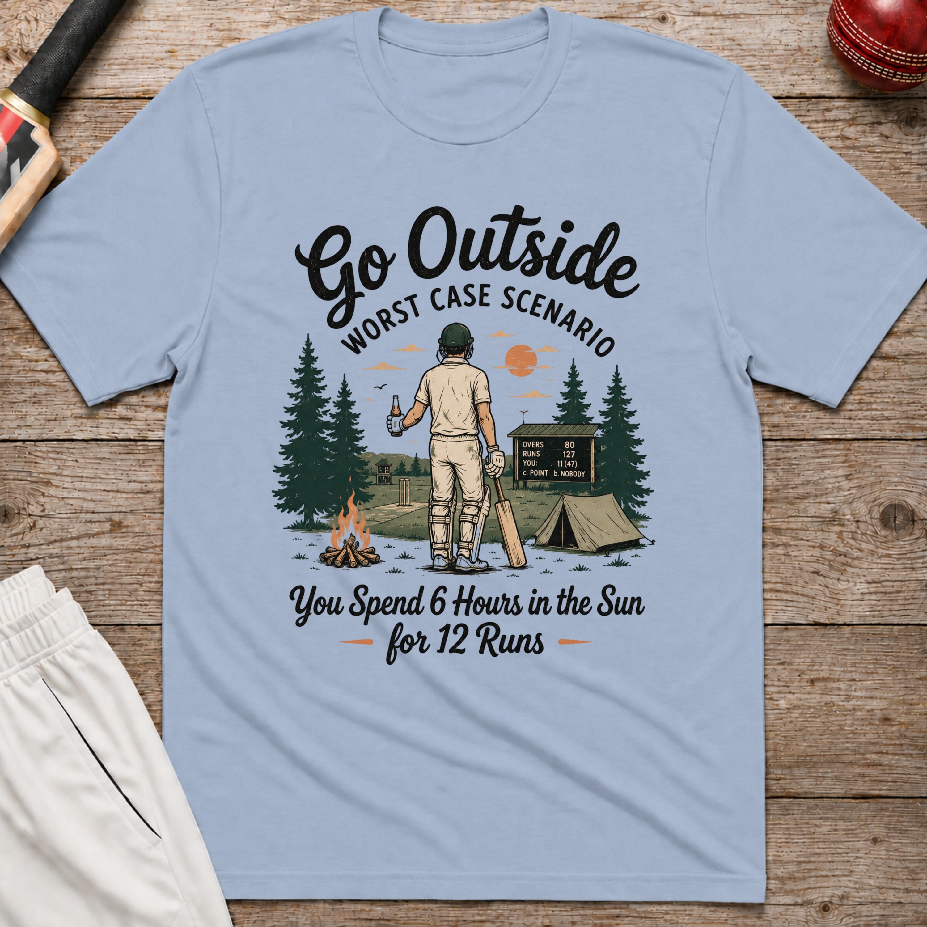 Go Outside Worst Case Scenario T-Shirt - Light Blue