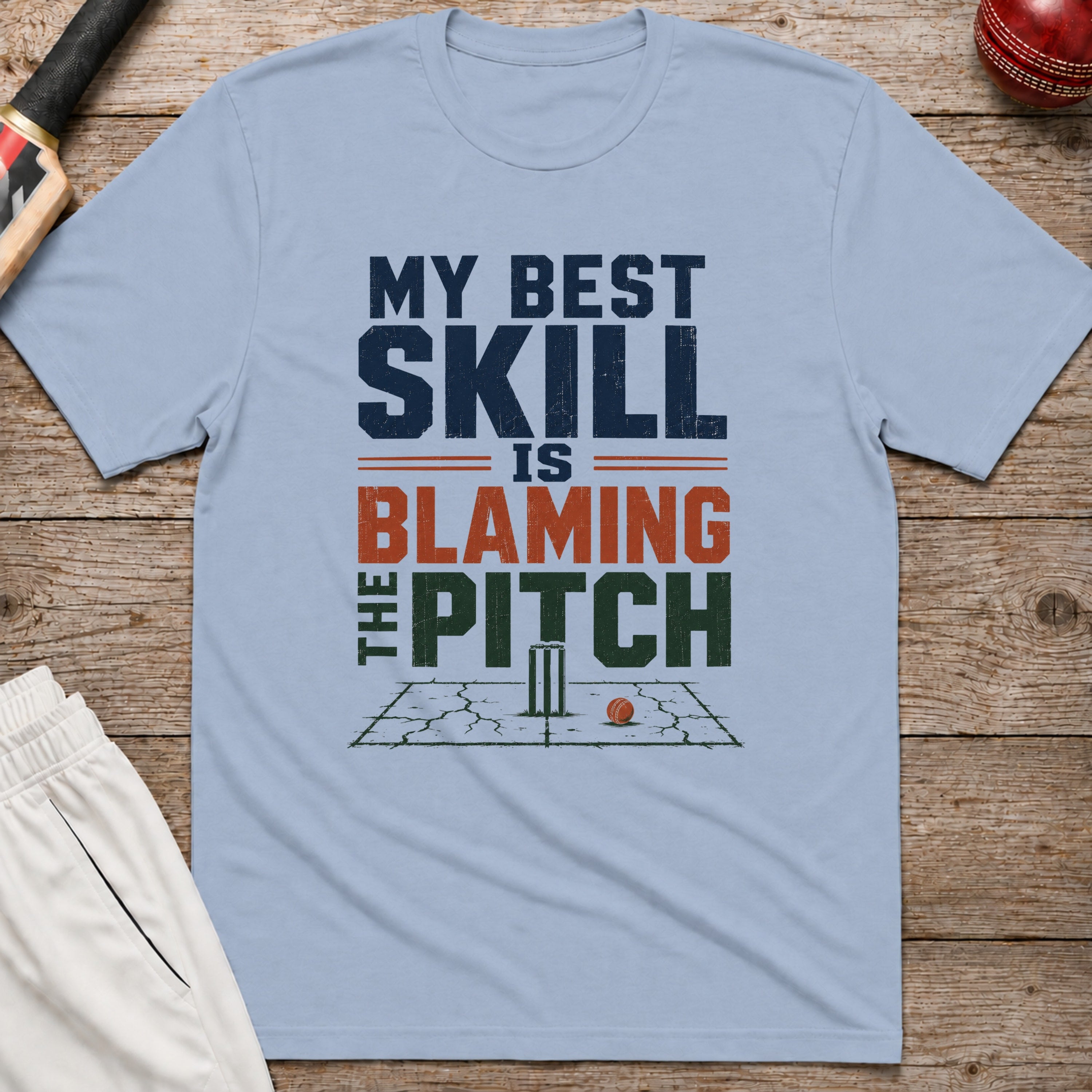 My Best Skill Is Blaming The Pitch Alt T-Shirt - Light Blue