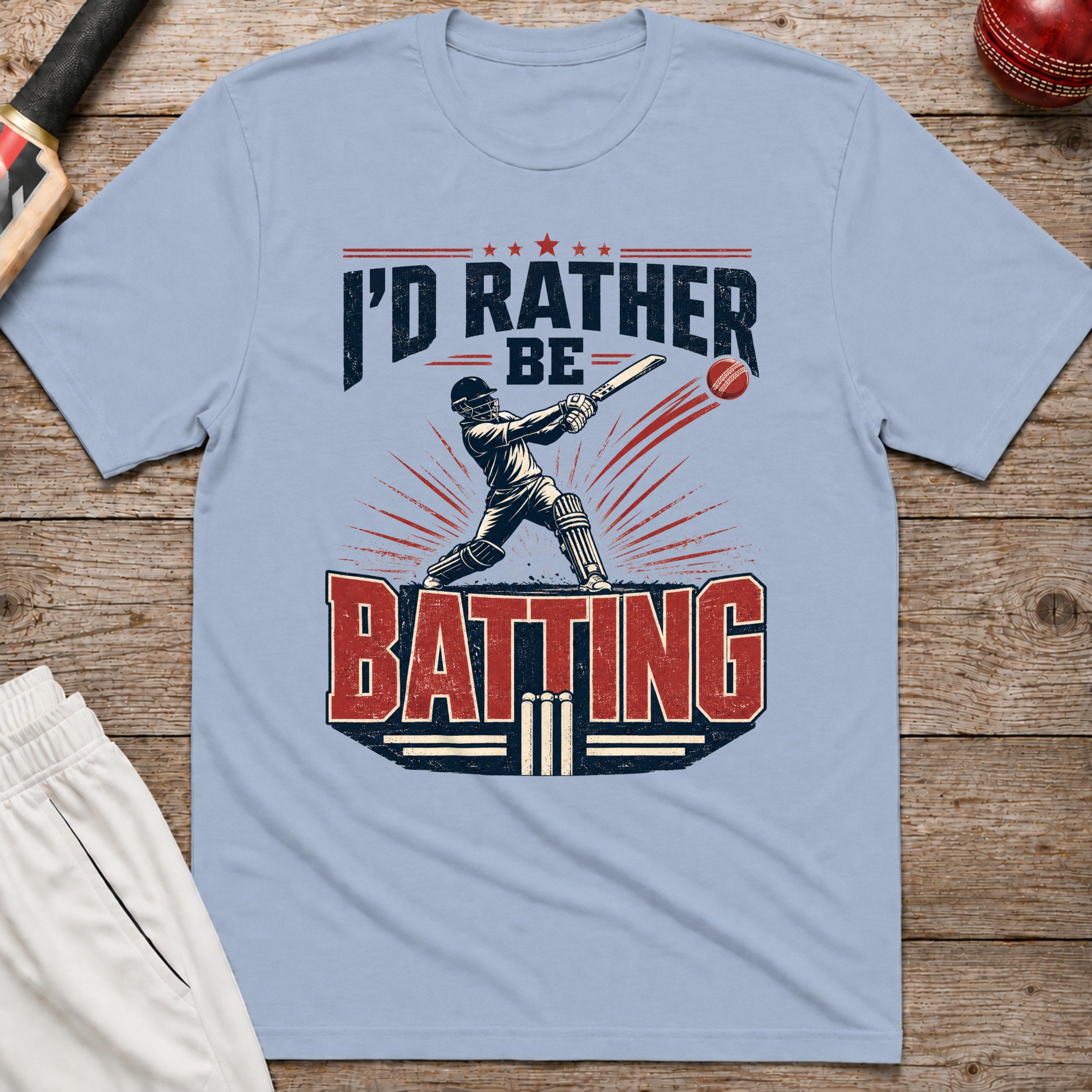 Id Rather Be Batting T-Shirt - Light Blue