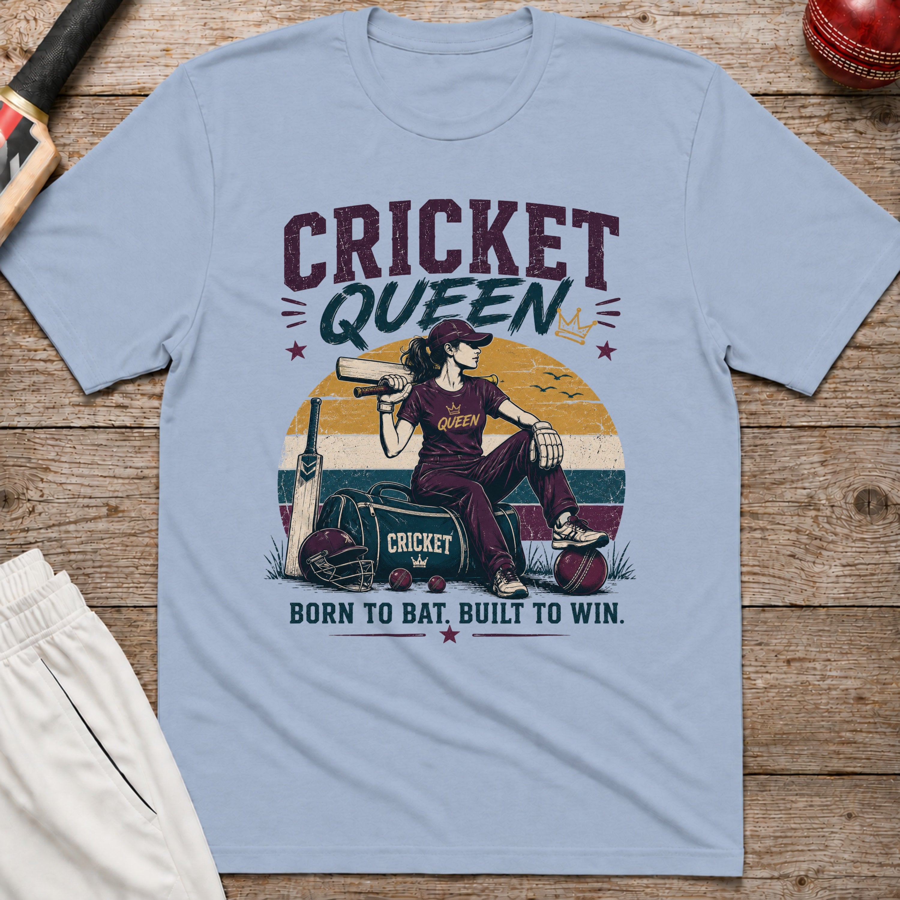 Cricket Queen T-Shirt - Light Blue