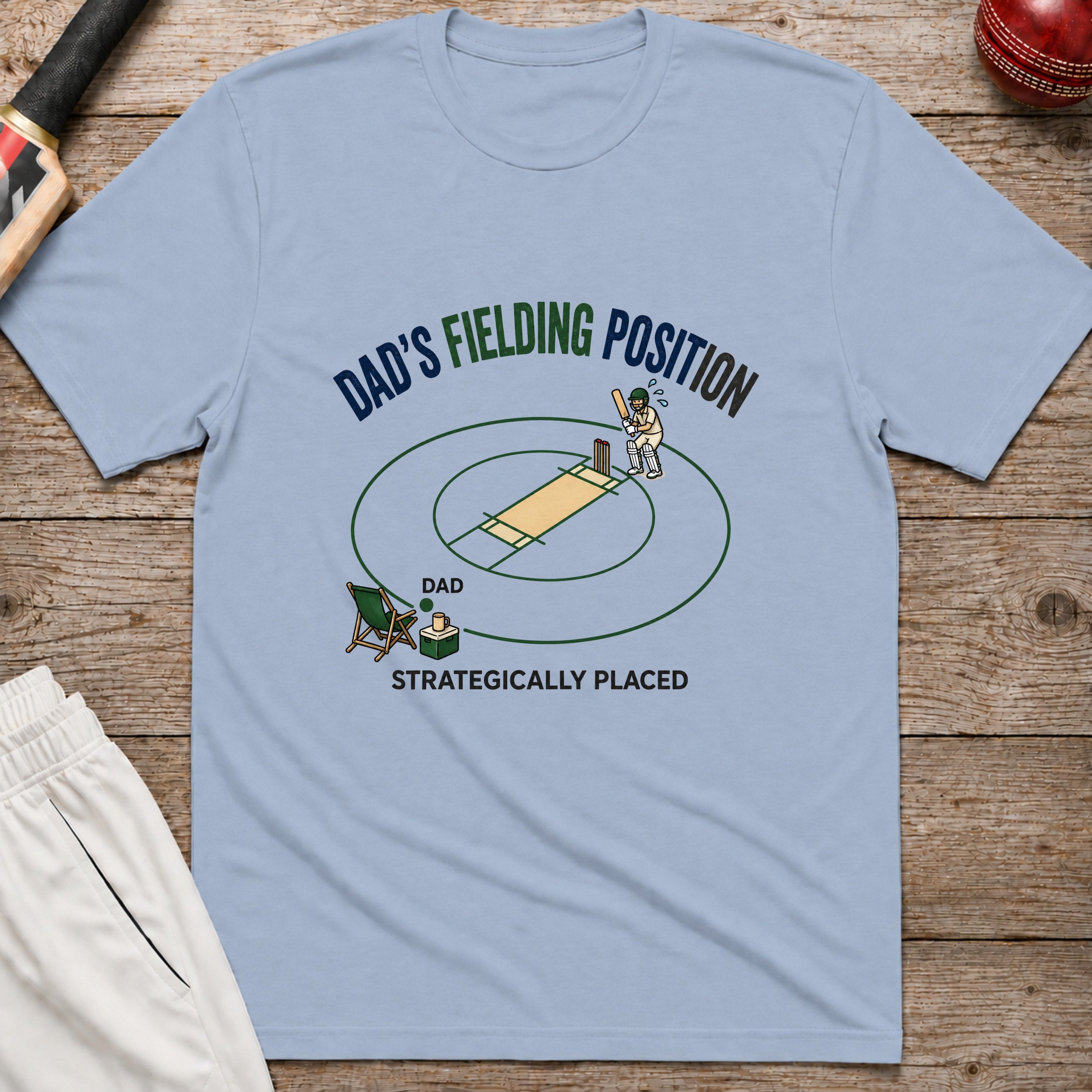 Dads Fielding Position T-Shirt - Light Blue