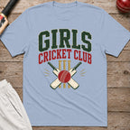 Girls Cricket Club T-Shirt - Light Blue