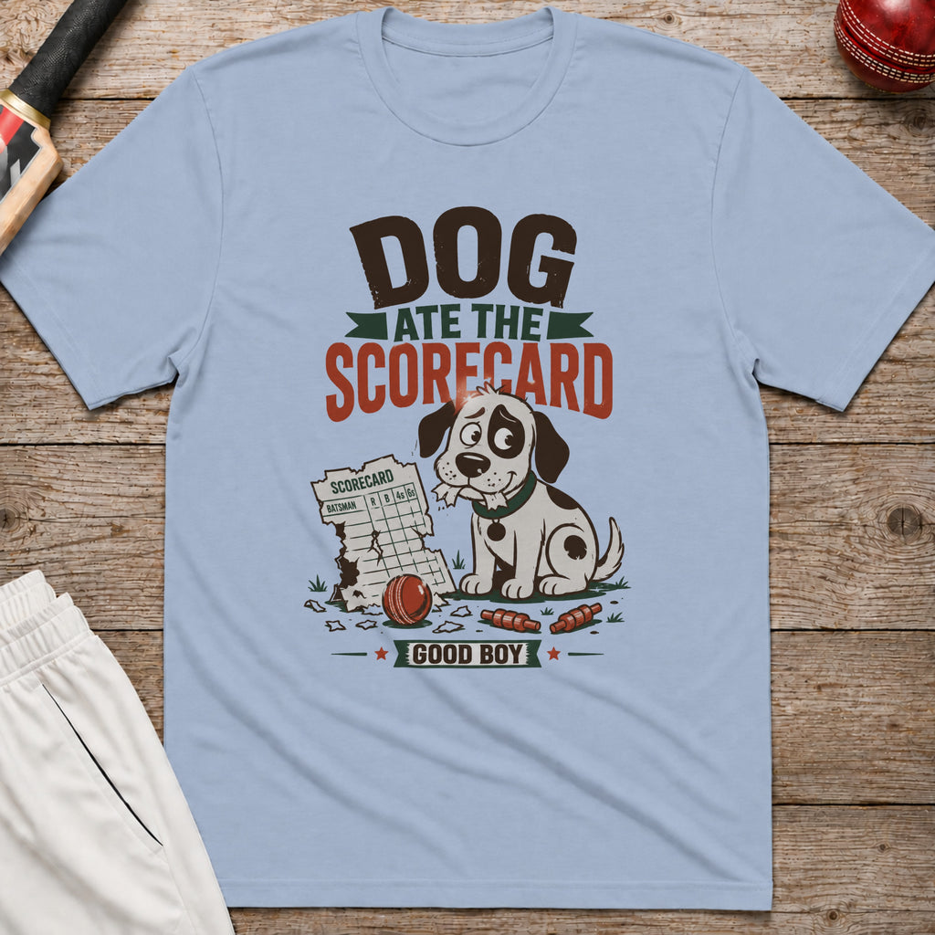 Dog Ate The Scorecard T-Shirt - Light Blue