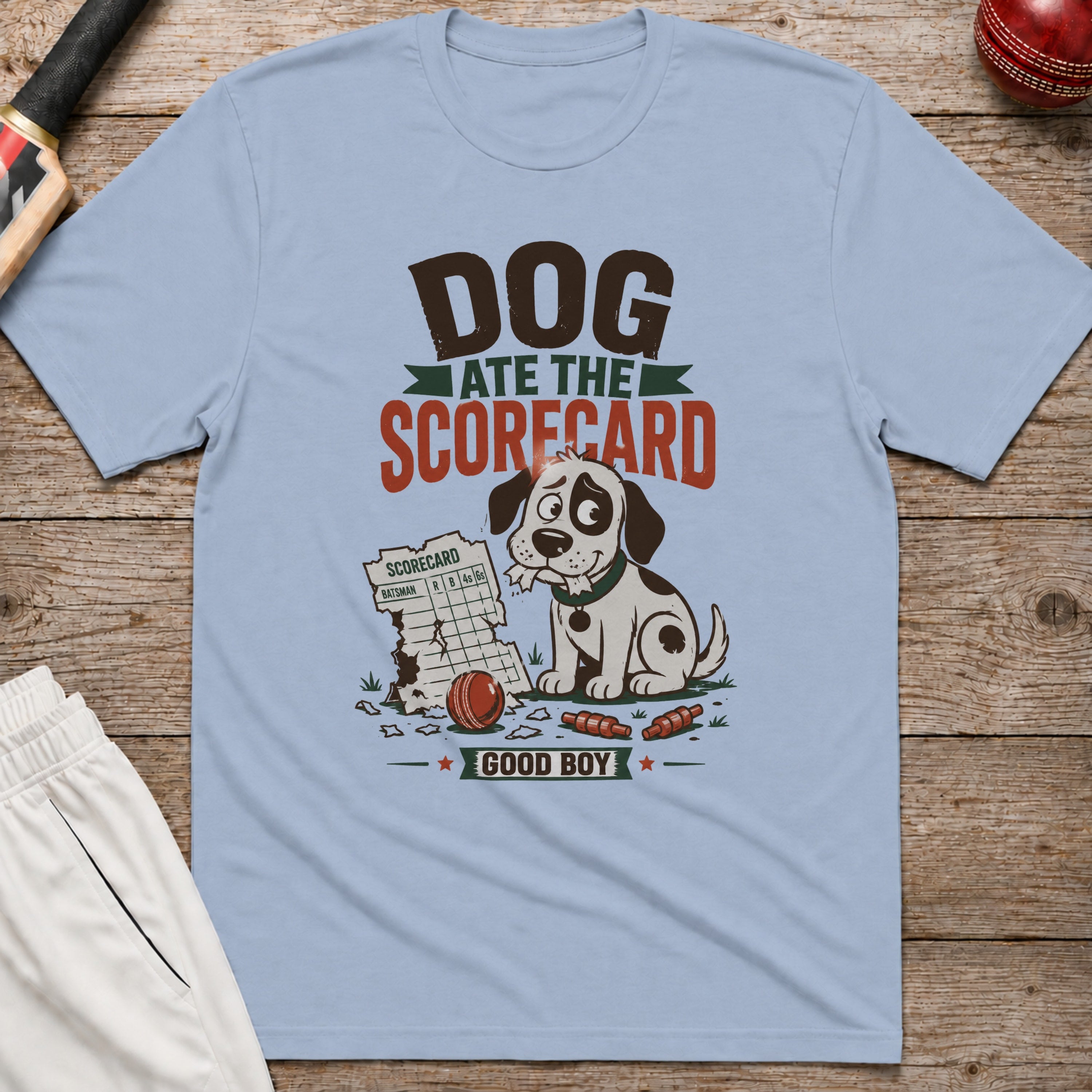 Dog Ate The Scorecard T-Shirt - Light Blue