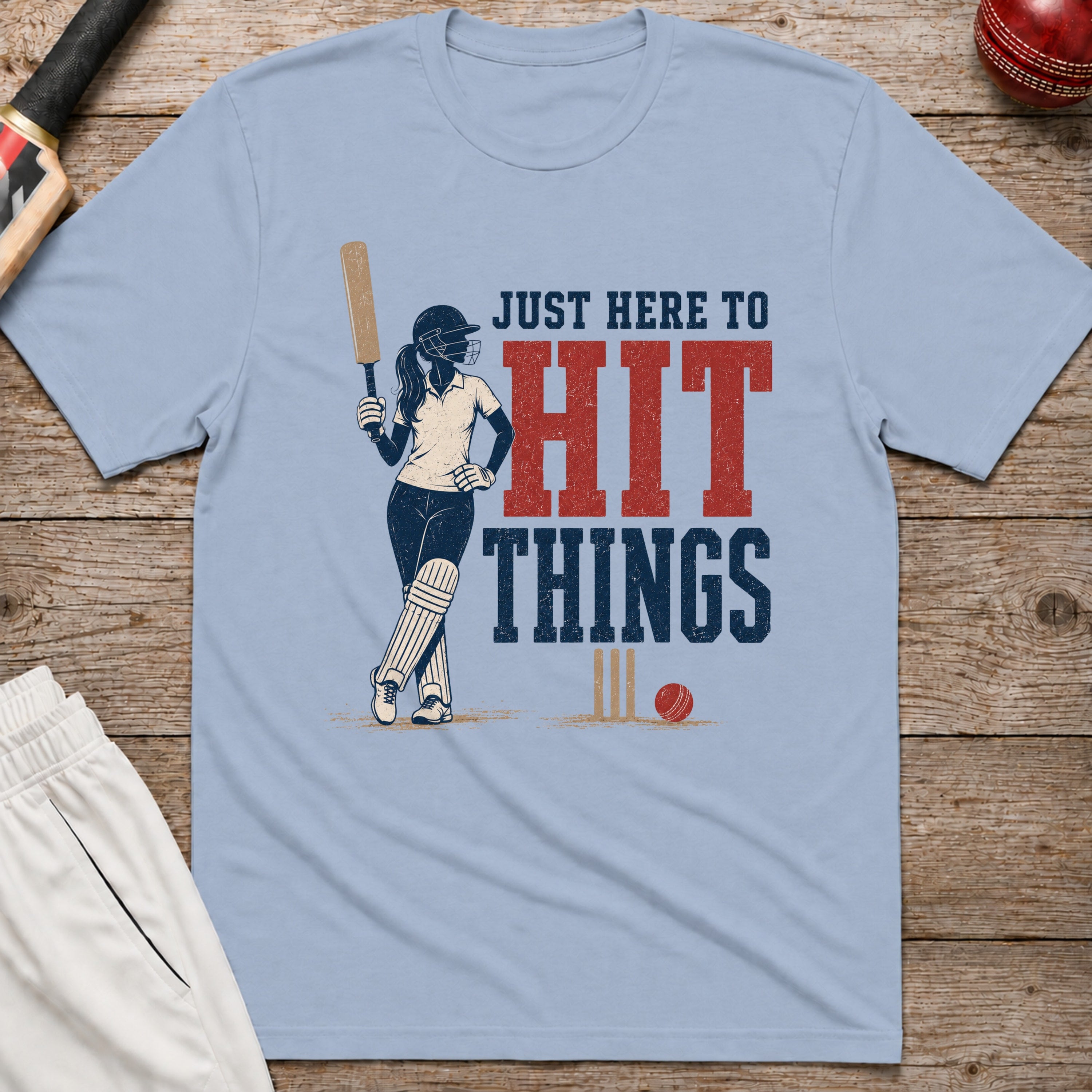 Just Here To Hit Things T-Shirt - Light Blue