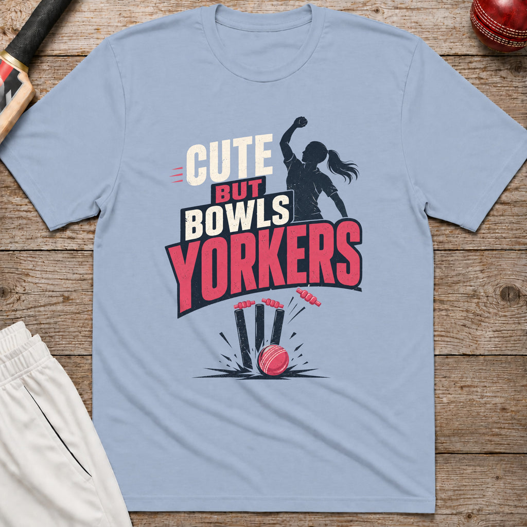 Cute But Bowls Yorkers T-Shirt - Light Blue