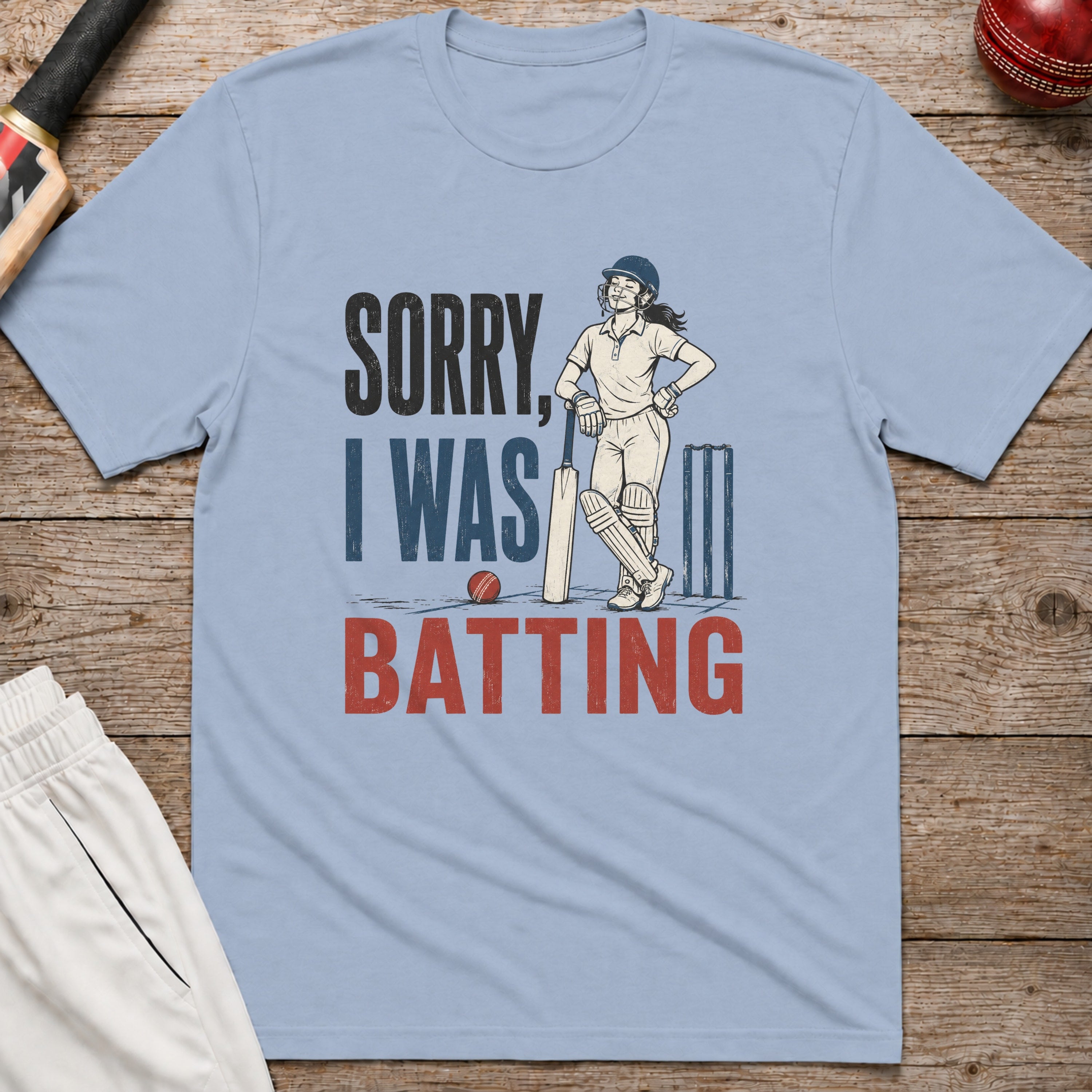Sorry I Was Batting T-Shirt - Light Blue