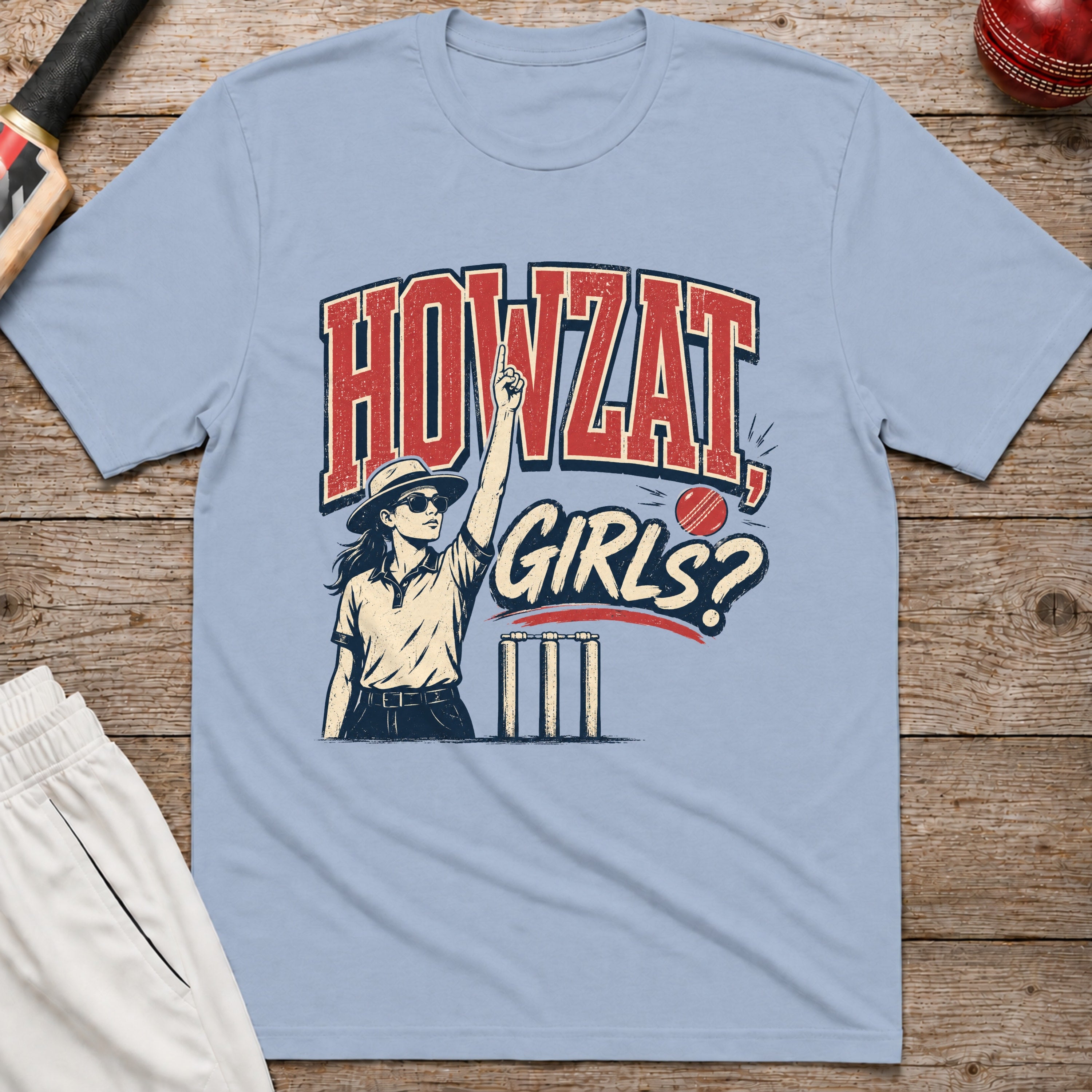 Howzat Girls T-Shirt - Light Blue