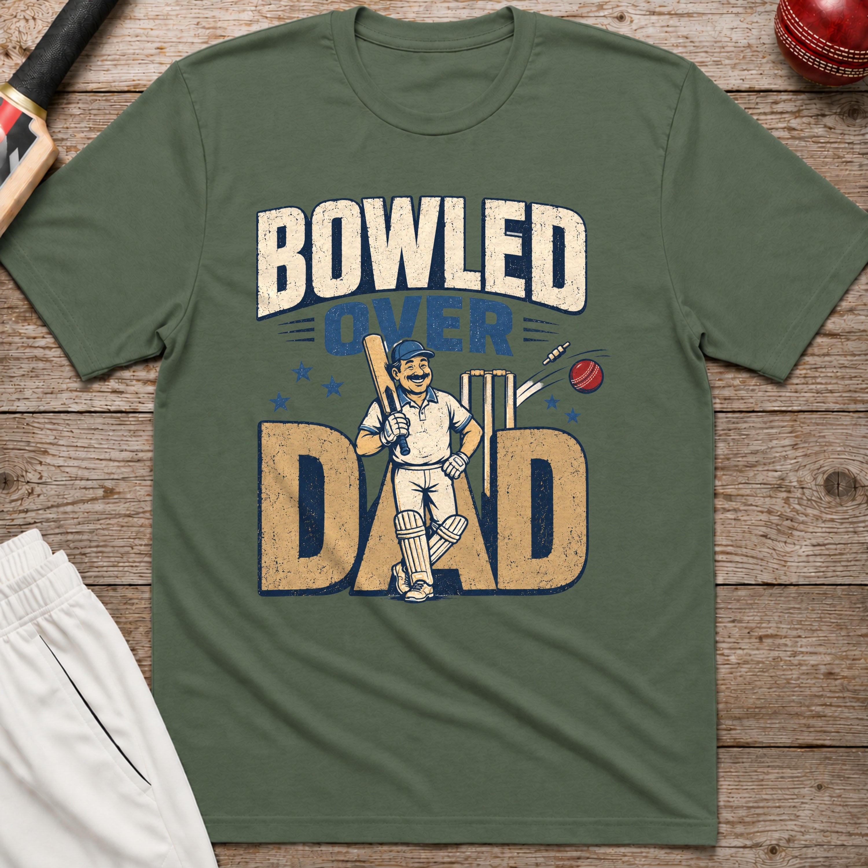 Bowled Over Dad T-Shirt - Military Green