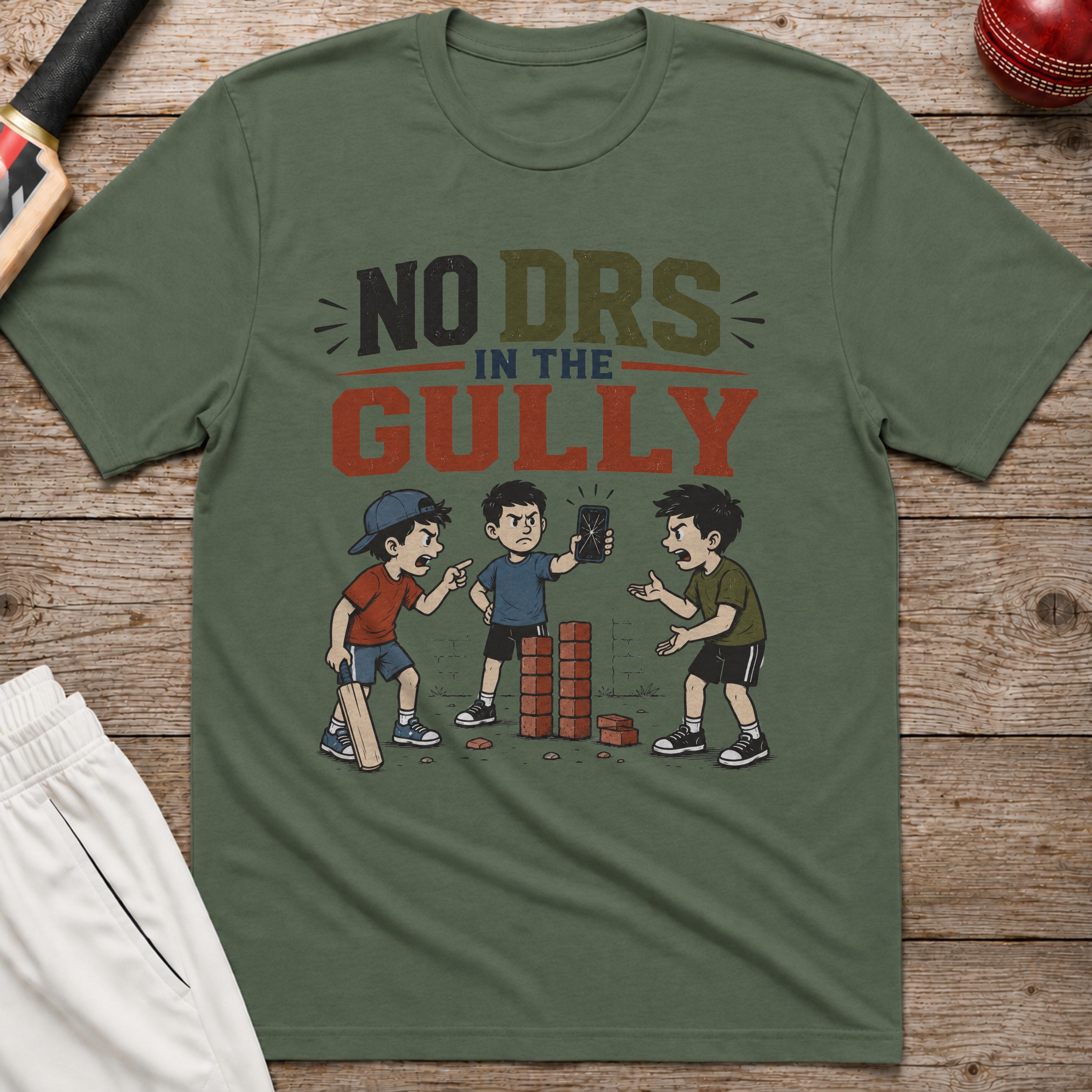 No DRS In The Gully T-Shirt - Military Green