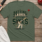 Batting Lashes Hitting Sixes T-Shirt - Military Green