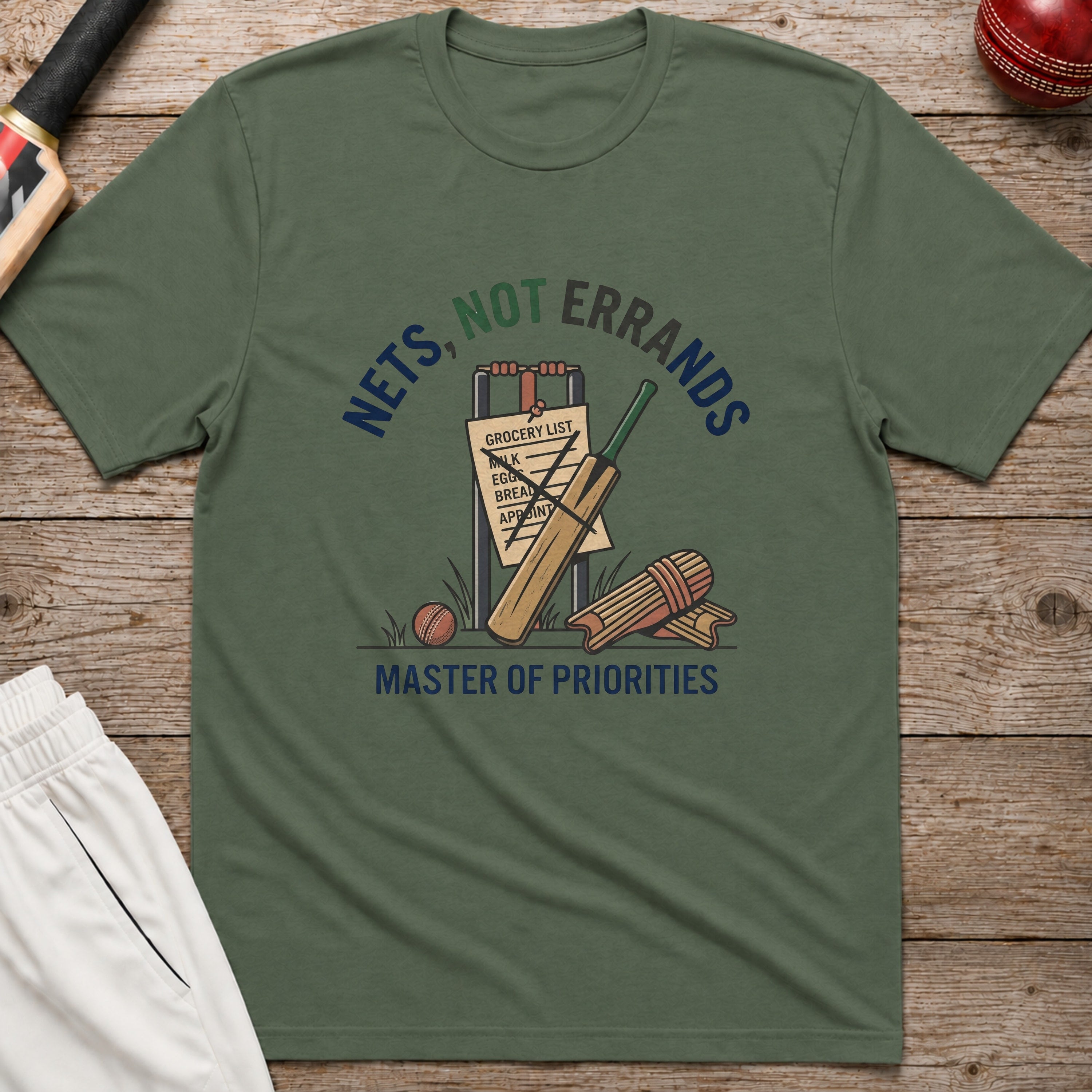 Nets Not Errands T-Shirt - Military Green