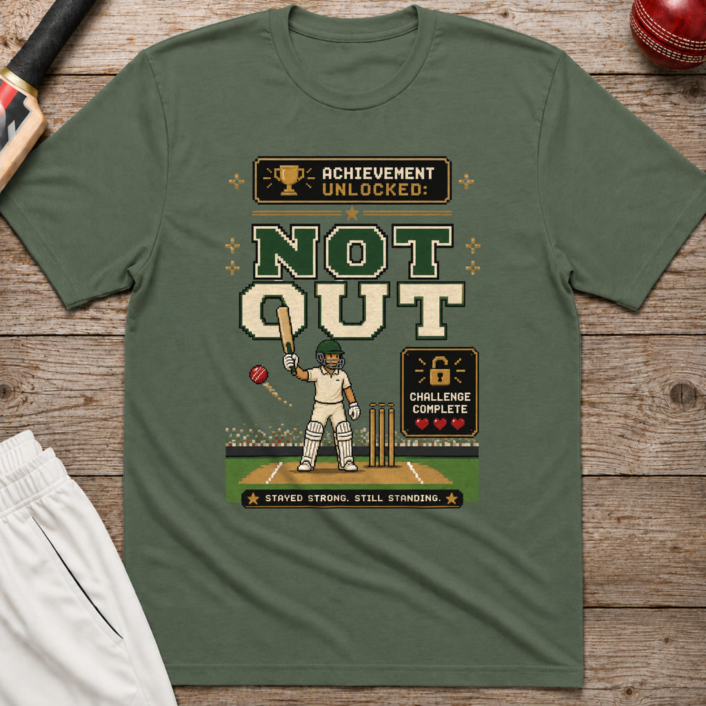 Achievement Unlocked Not Out T-Shirt - Military Green