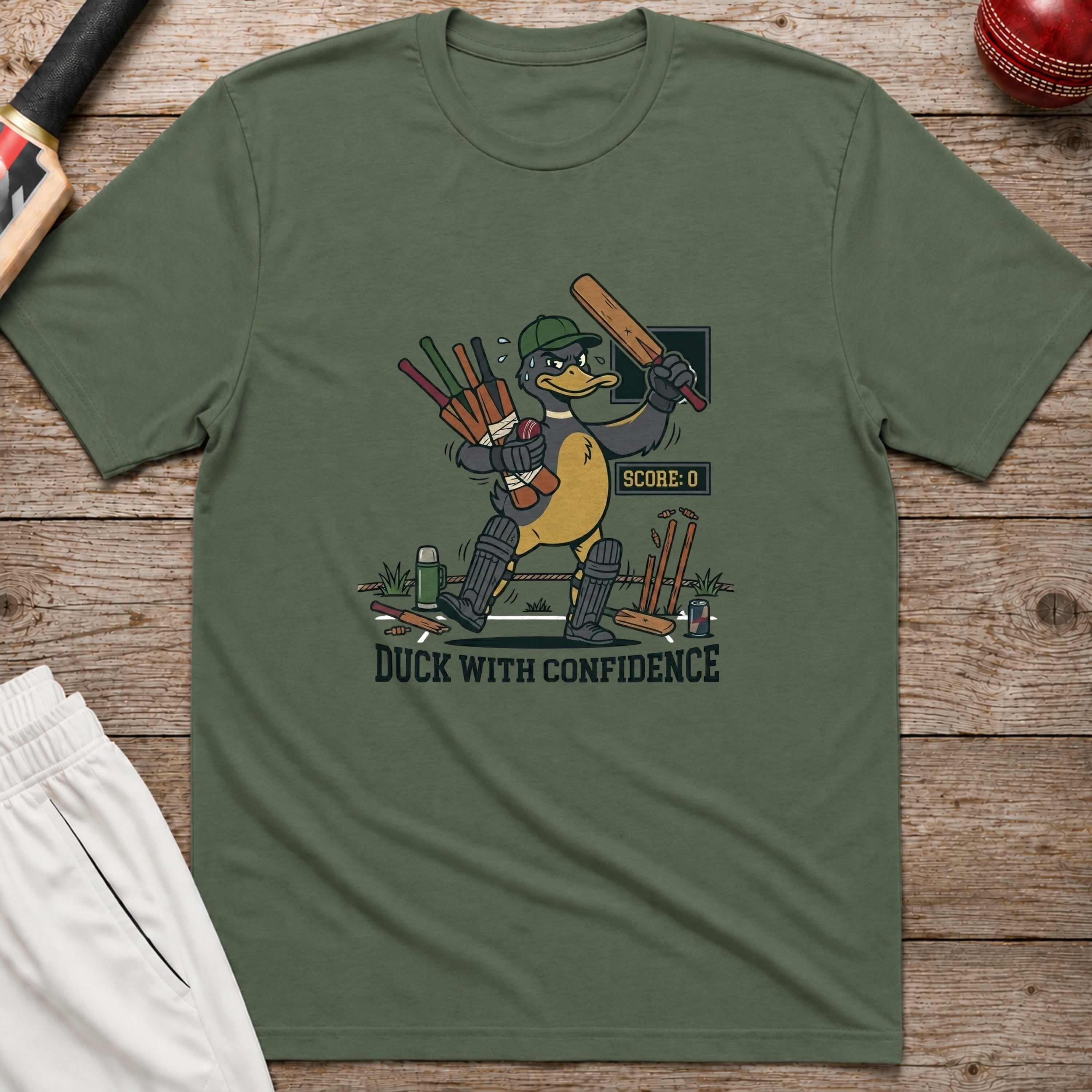 Duck With Confidence T-Shirt - Military Green